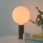 Tala Tischleuchte Knuckle, Globelampe opal, Holz