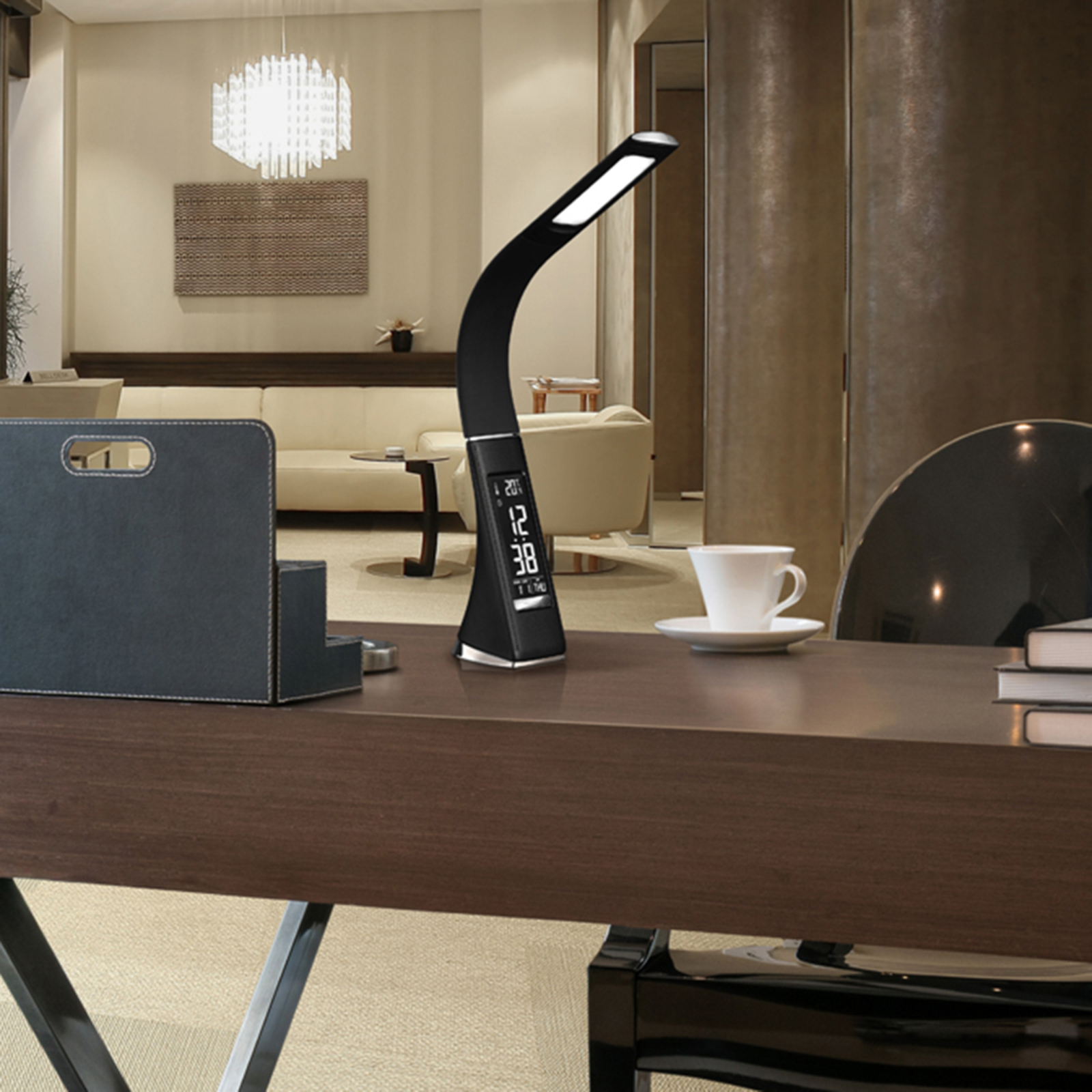 Alive LED table lamp with Wecker, black