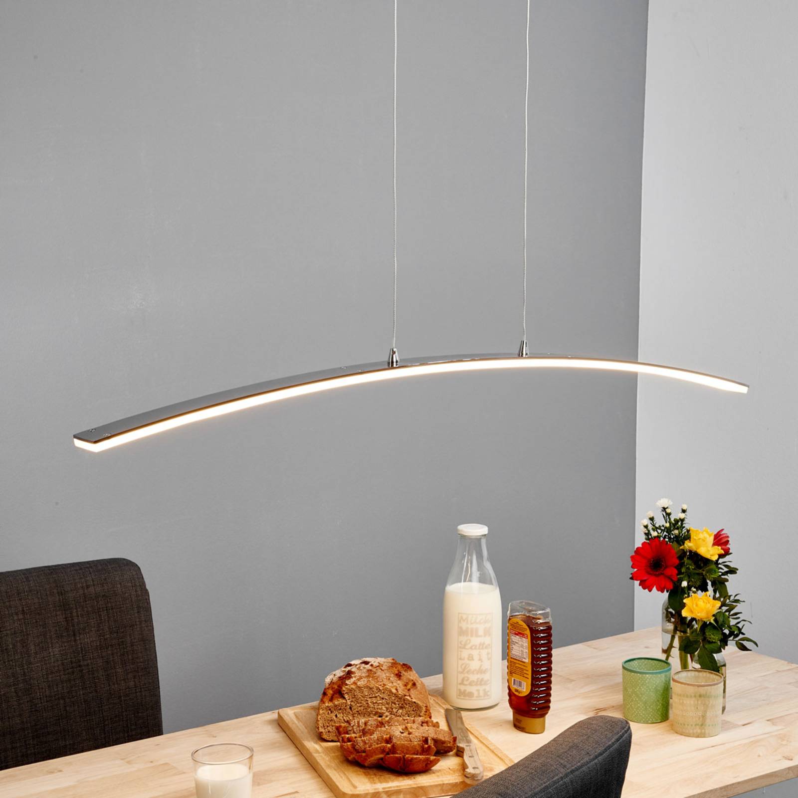 Lampa wisząca LED Lucande Lorian, 99 cm, chrom, metal