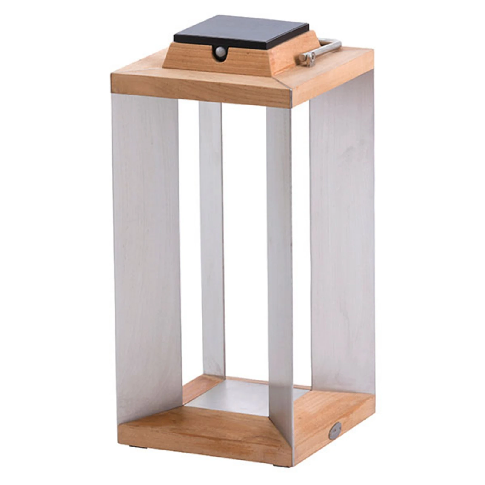 Linterna solar LED Teckinox, teca/acero, 45,5 cm