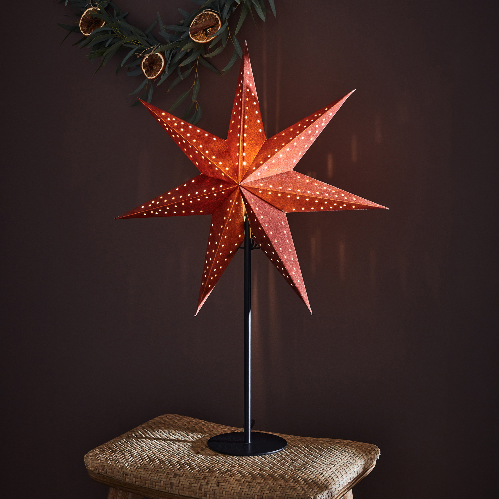 Talna zvezda Embla, Ø 45 cm, žameten videz, rjava