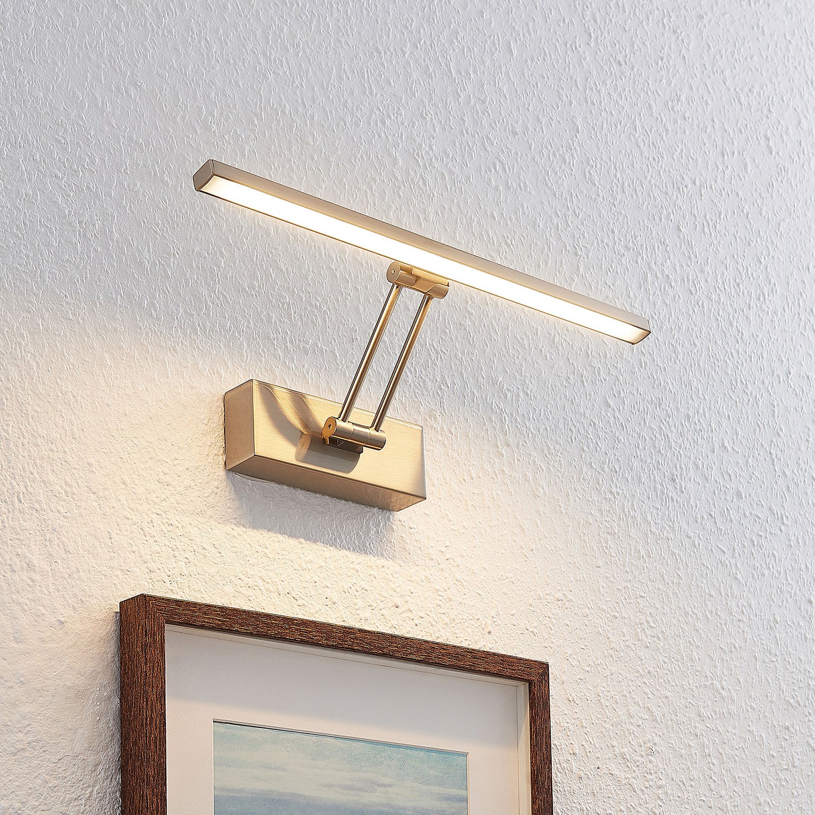 Lucande Thibaud LED picture light, nickel, 35.4 cm