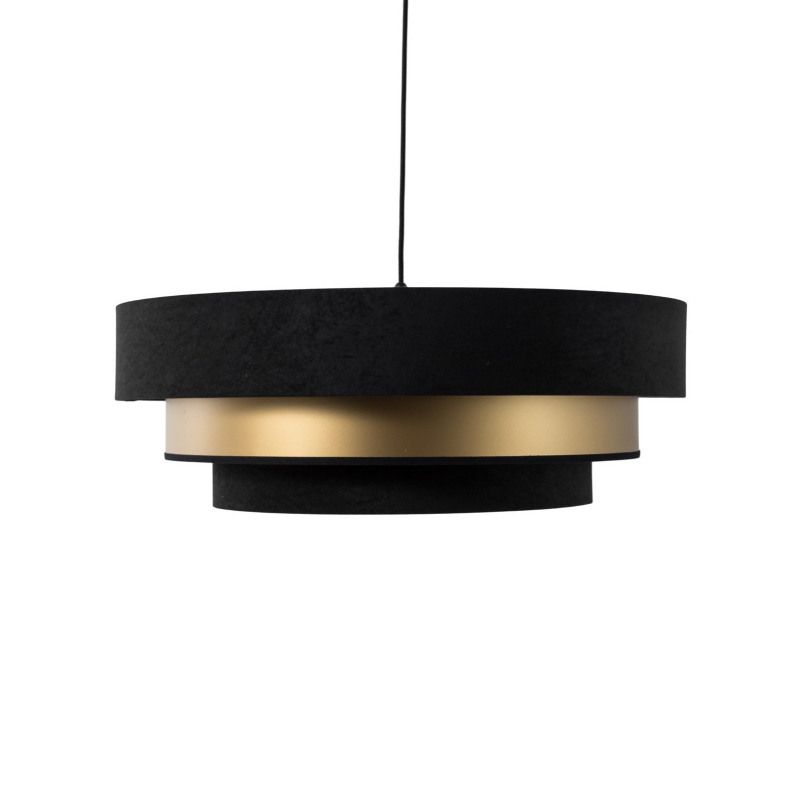 Lampa wisząca Triniti, czarny/złoty, Ø 60 cm, tekstylna