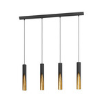 LED hanglamp Barbotto in zwart/goud, 4-lamp