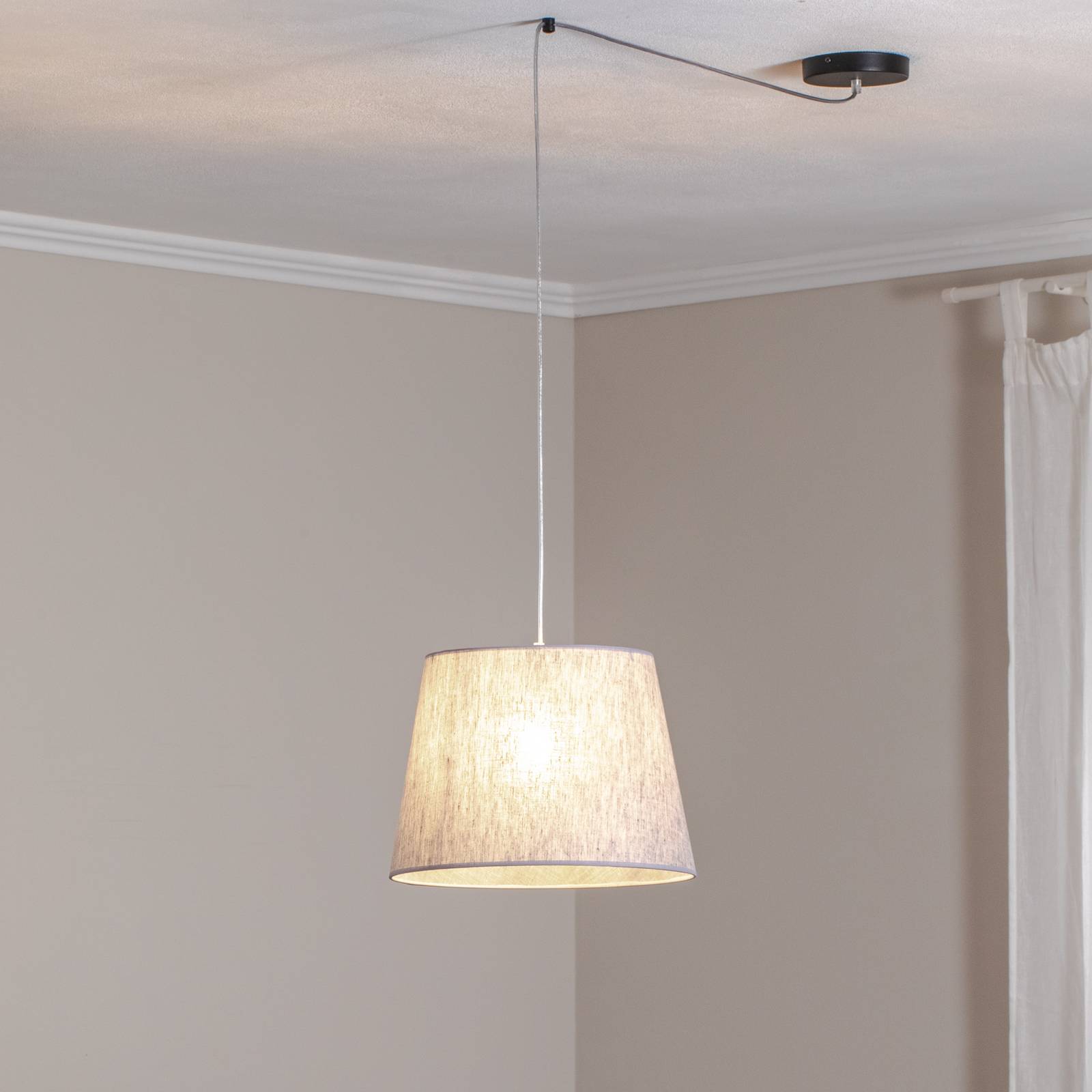 Pendellampe Ascot, Ø 38 cm, grau, Stoff, dezentral günstig online kaufen