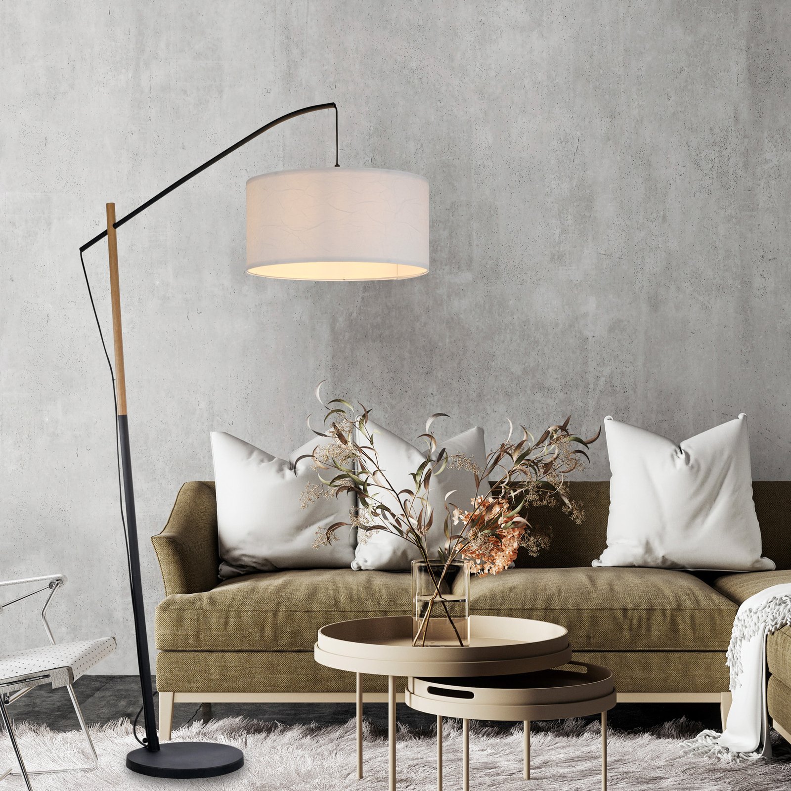 Green Sofie floor lamp with paper shade