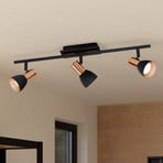 LED-Deckenstrahler Barnham, Länge 58,5 cm, schwarz/kupfer