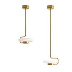 kdln Lampada LED a sospensione TRATTO, ottone, Ø 27 cm, metallo/vetro