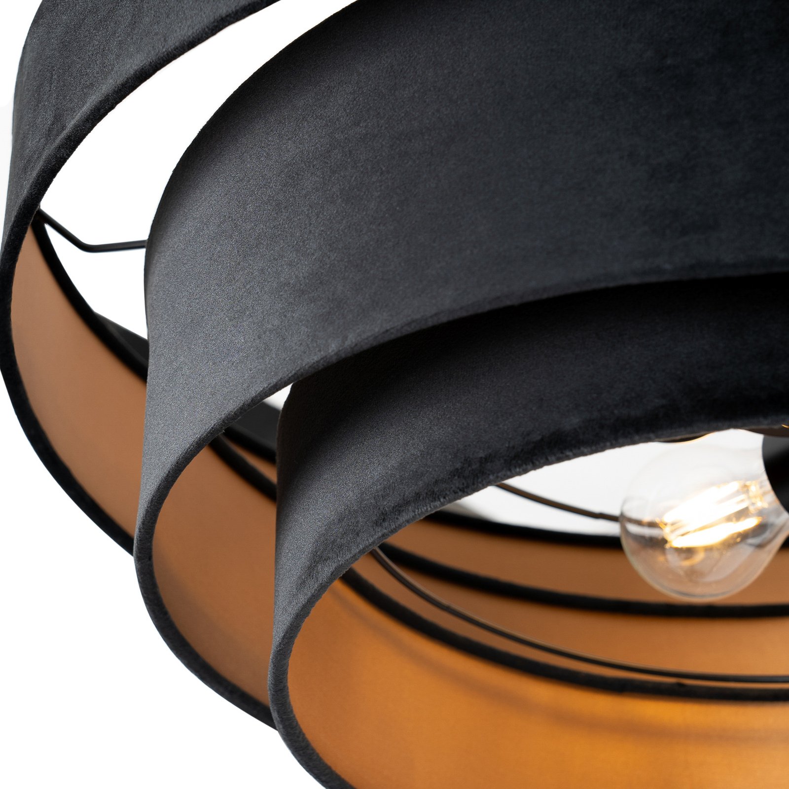 Lindby Deckenlampe Jusari, schwarz, Textil, Ø 56 cm, E27