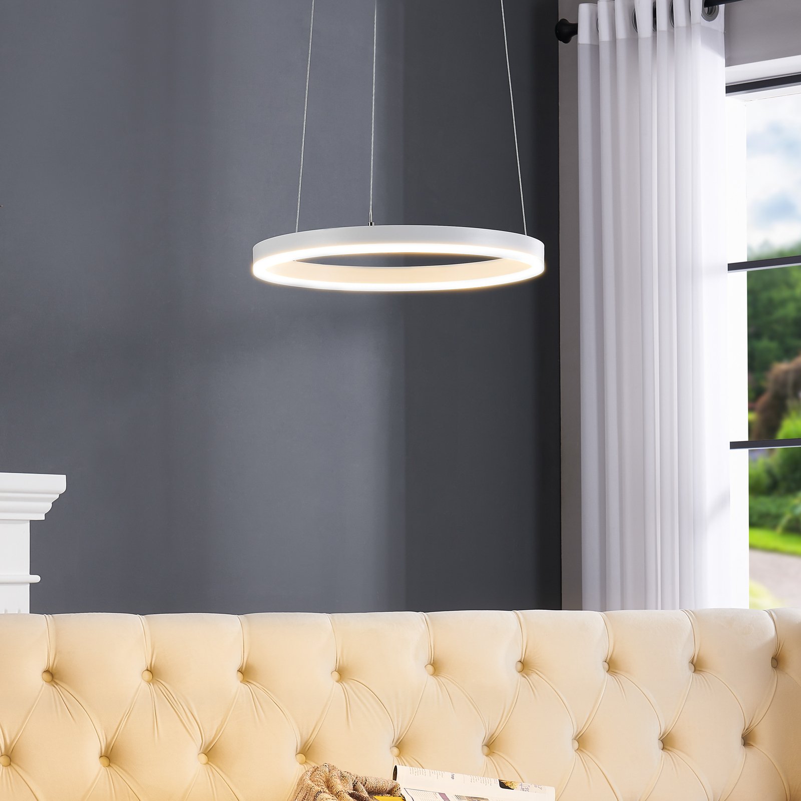 Arcchio LED-Hängeleuchte Albiona, weiß, 1 Ring