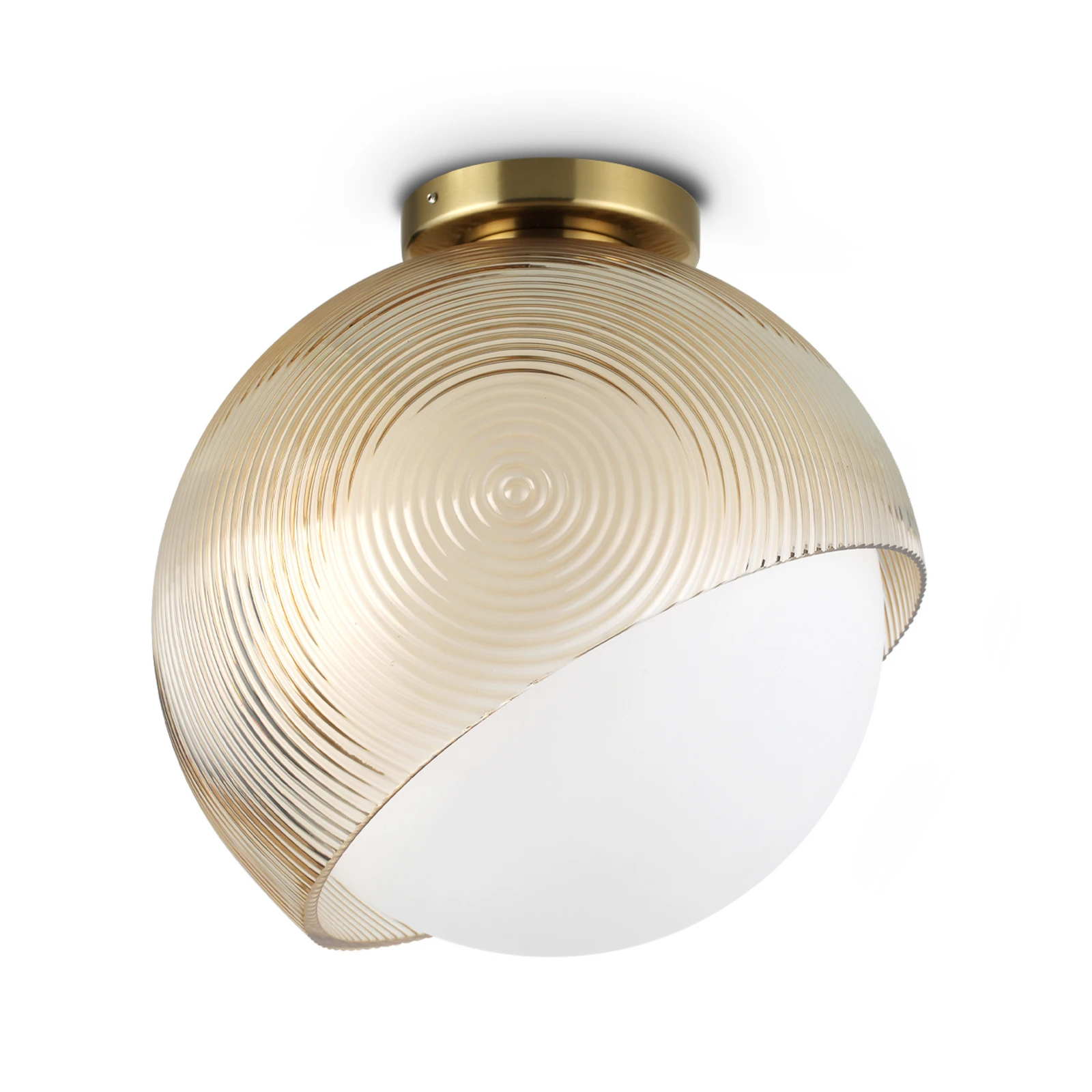 Ideal Lux Deckenlampe Bloom, Ø 30 cm, messing, Metall/Glas