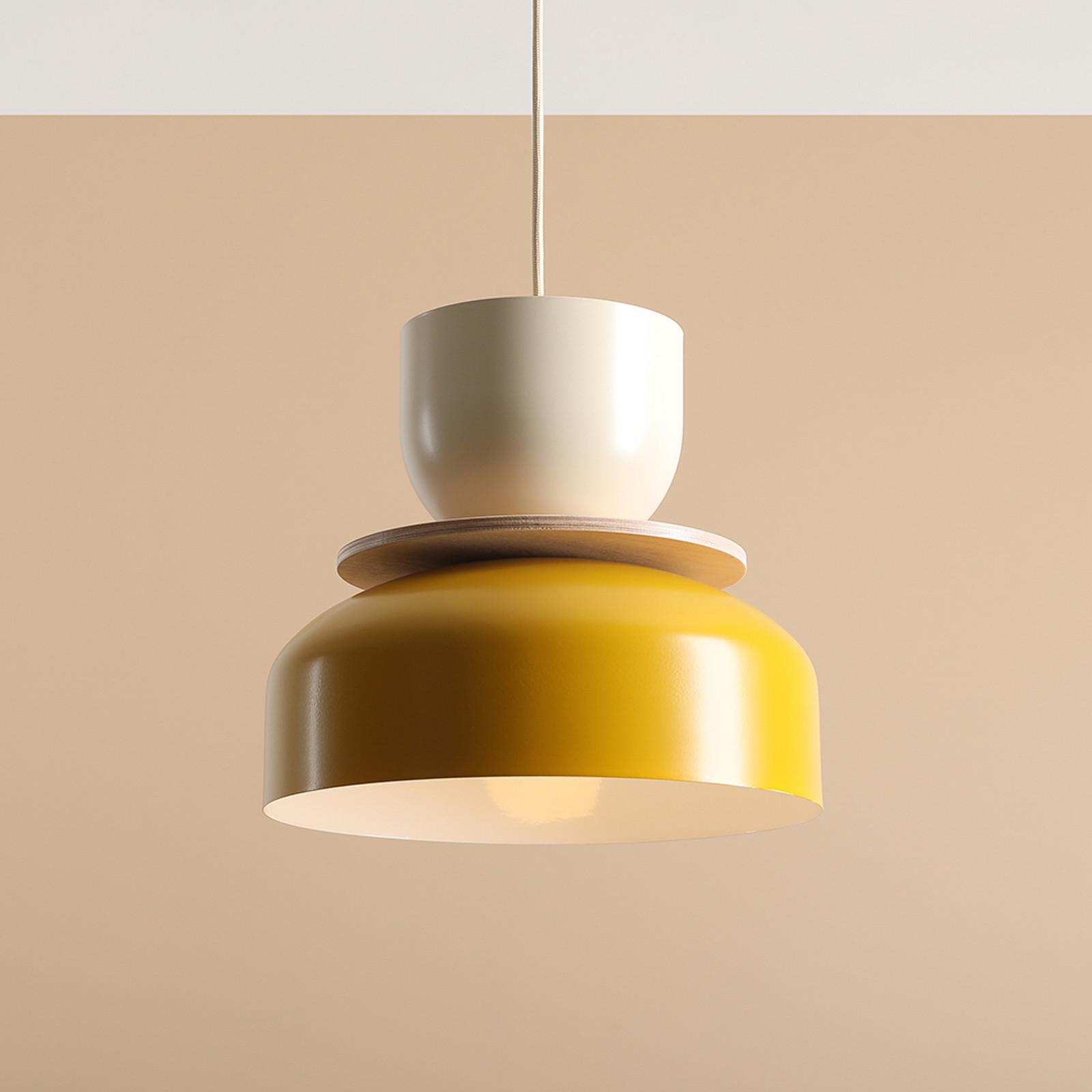 ALDEX Lampă suspendată Uto galben/crem abajur metalic - Camera de zi / sufragerie - modern - galben crem - Altele