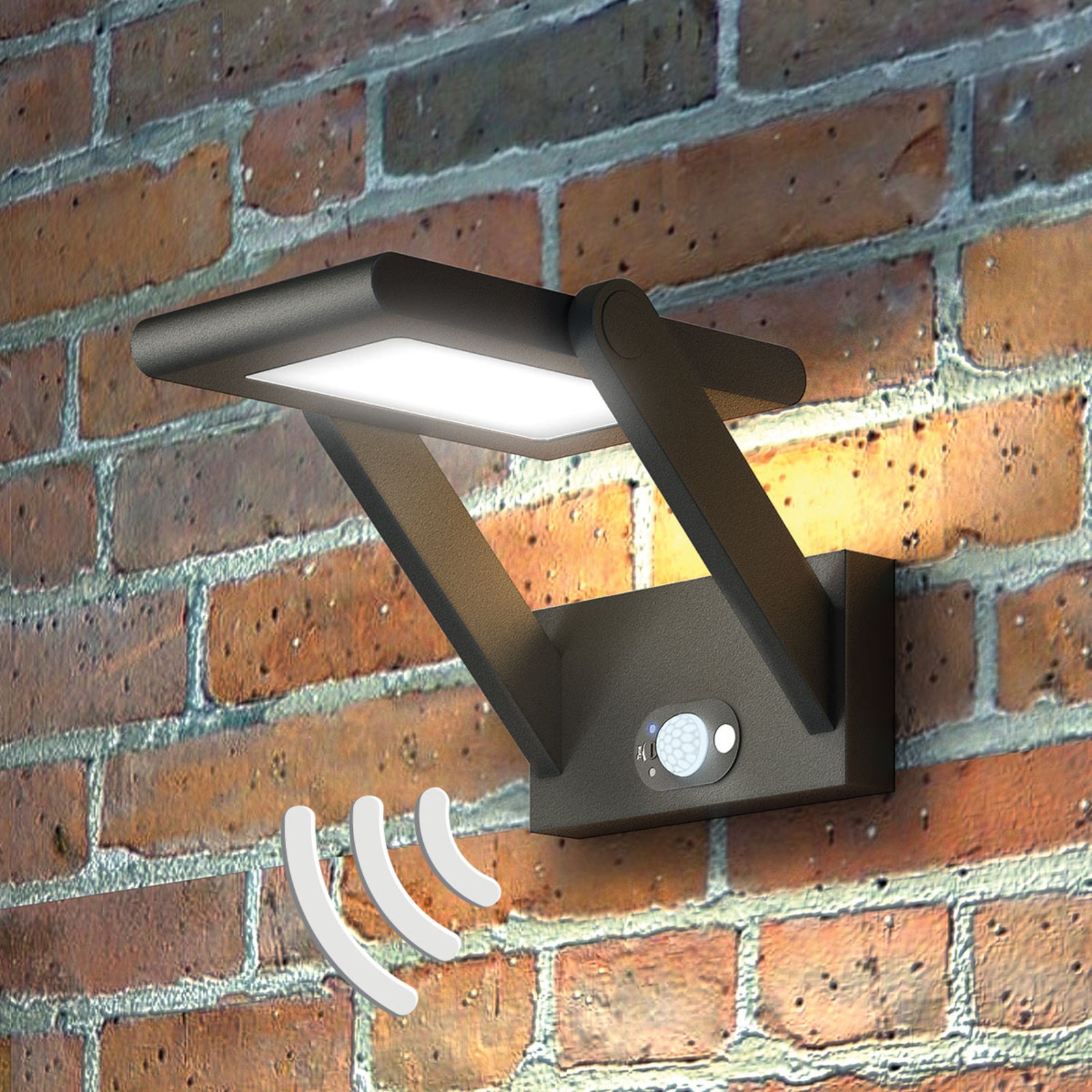 Solar-powered LED outdoor wall light Valerian