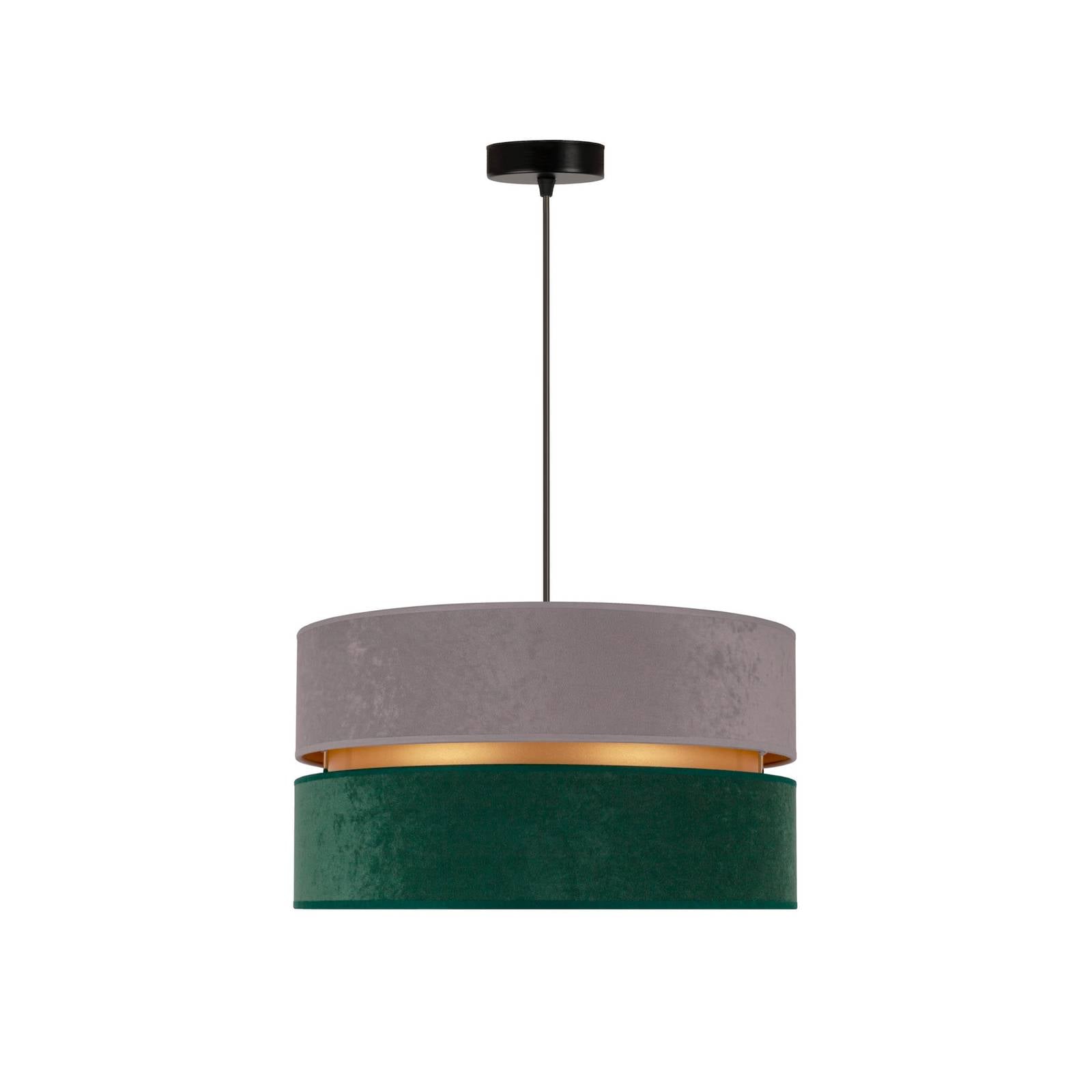 Hängeleuchte Golden Duo grau/dunkelgrün/gold