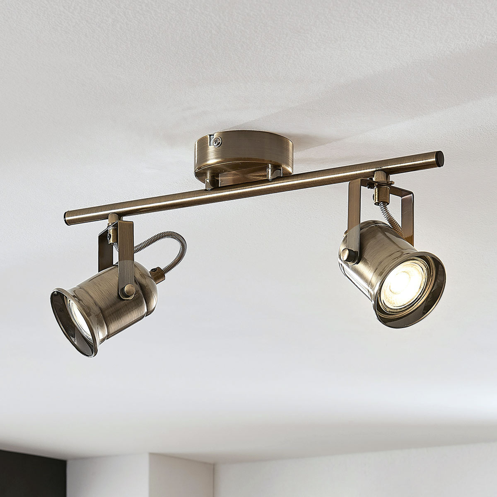 Anze ceiling spotlight in antique brass