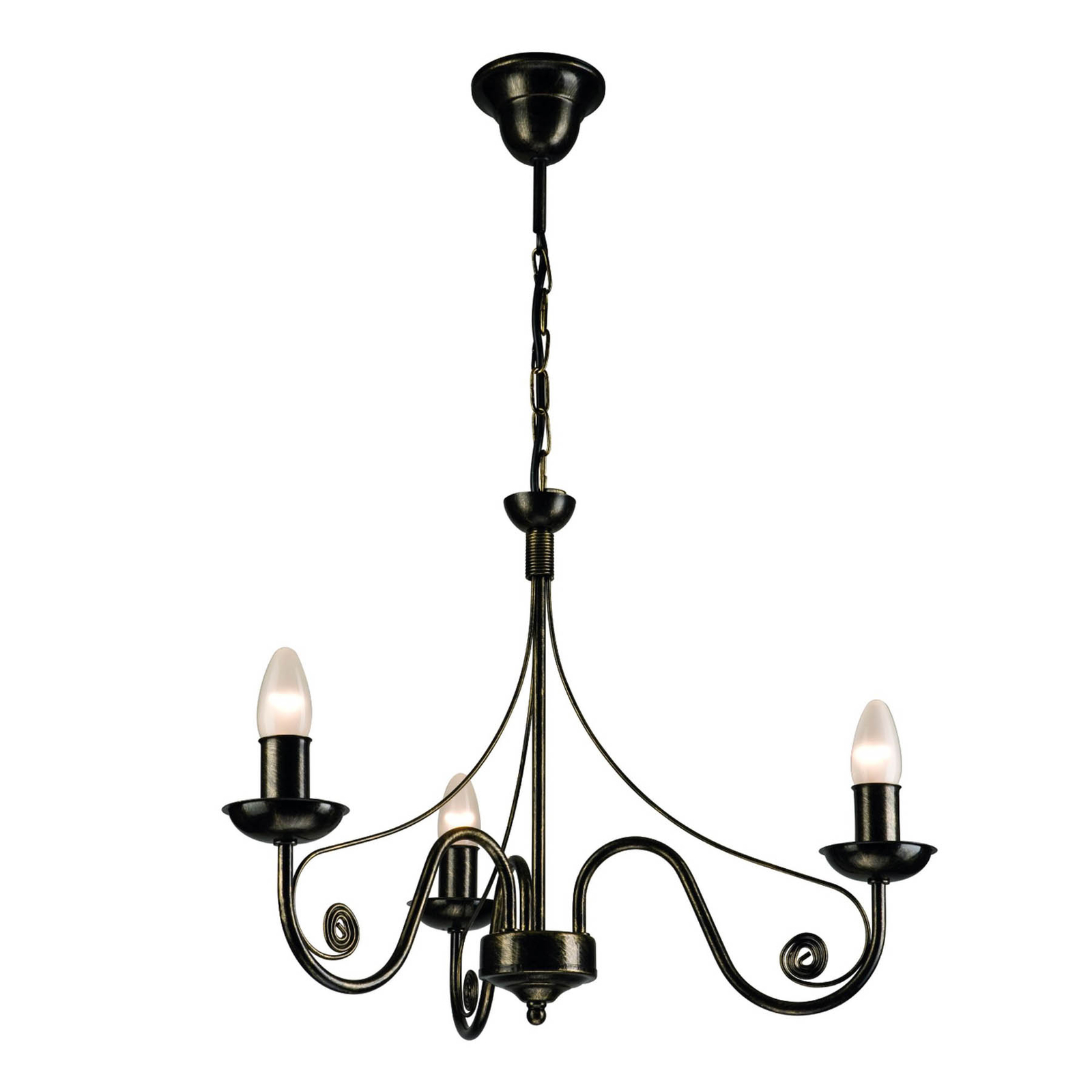 Ayleen chandelier made of steel, three-bulb, black