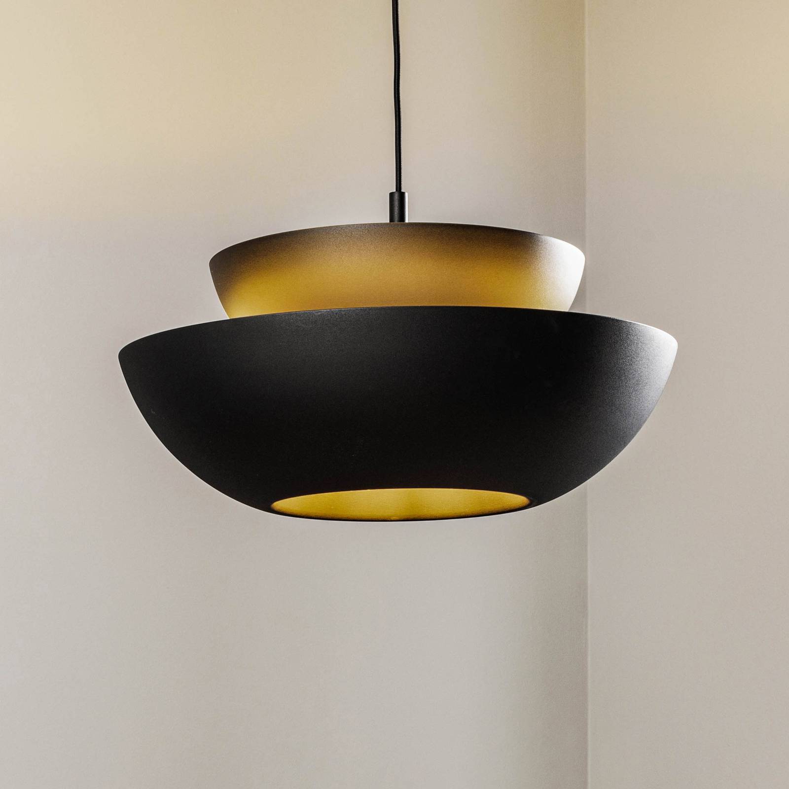 Lampa wisząca Lucande Kellina, Ø 48 cm, czarna, metalowa