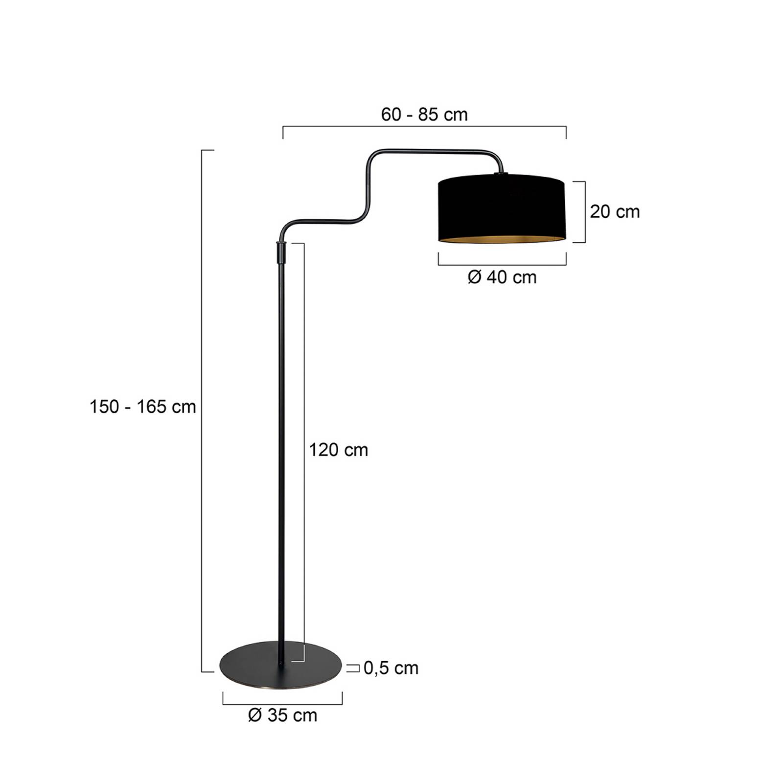 Steinhauer Stojací lampa Bloeba, černá a zlatá, výška 165 cm, chintz