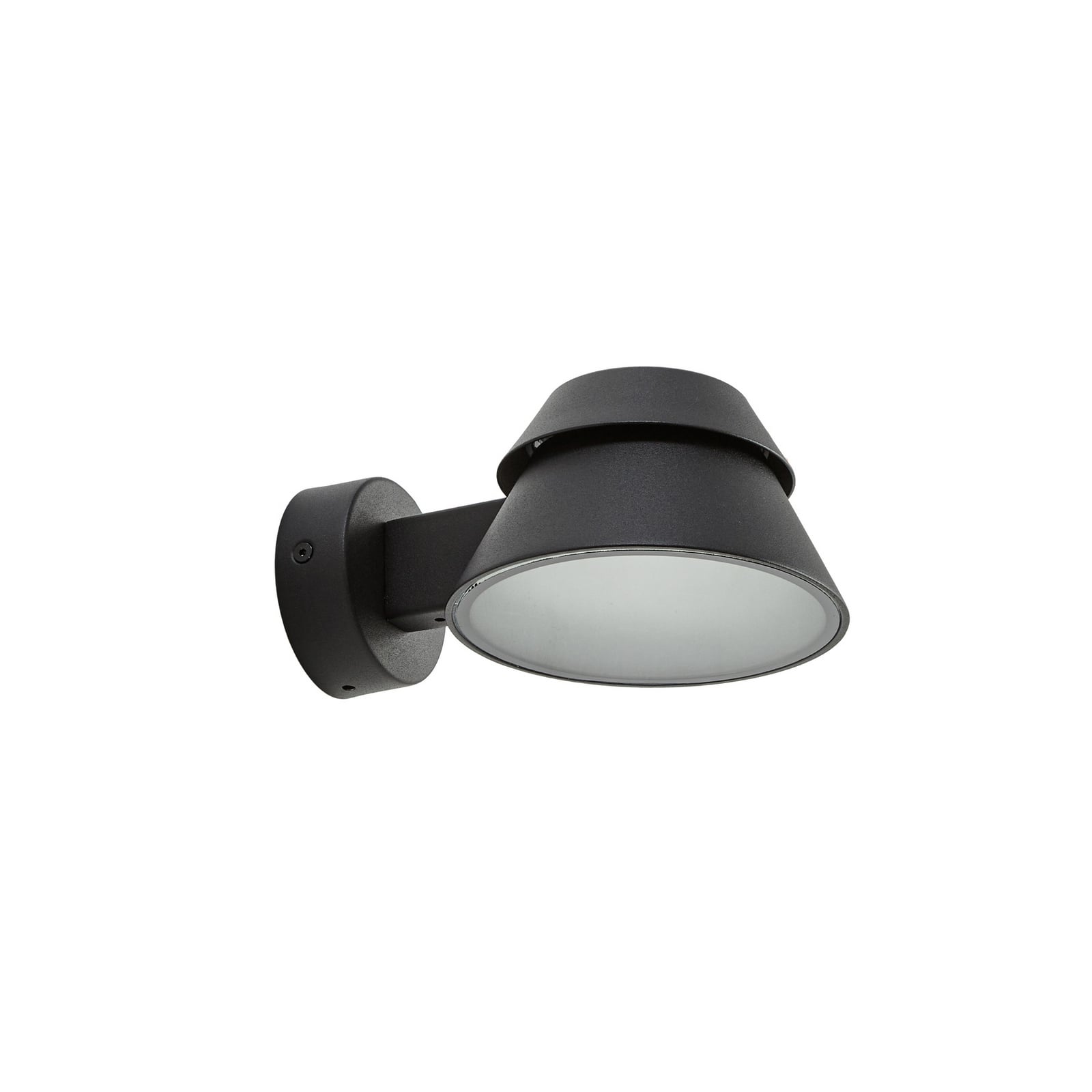 Moena LED-utomhusvägglampa, IP44, aluminium, glas, svart – Lucande
