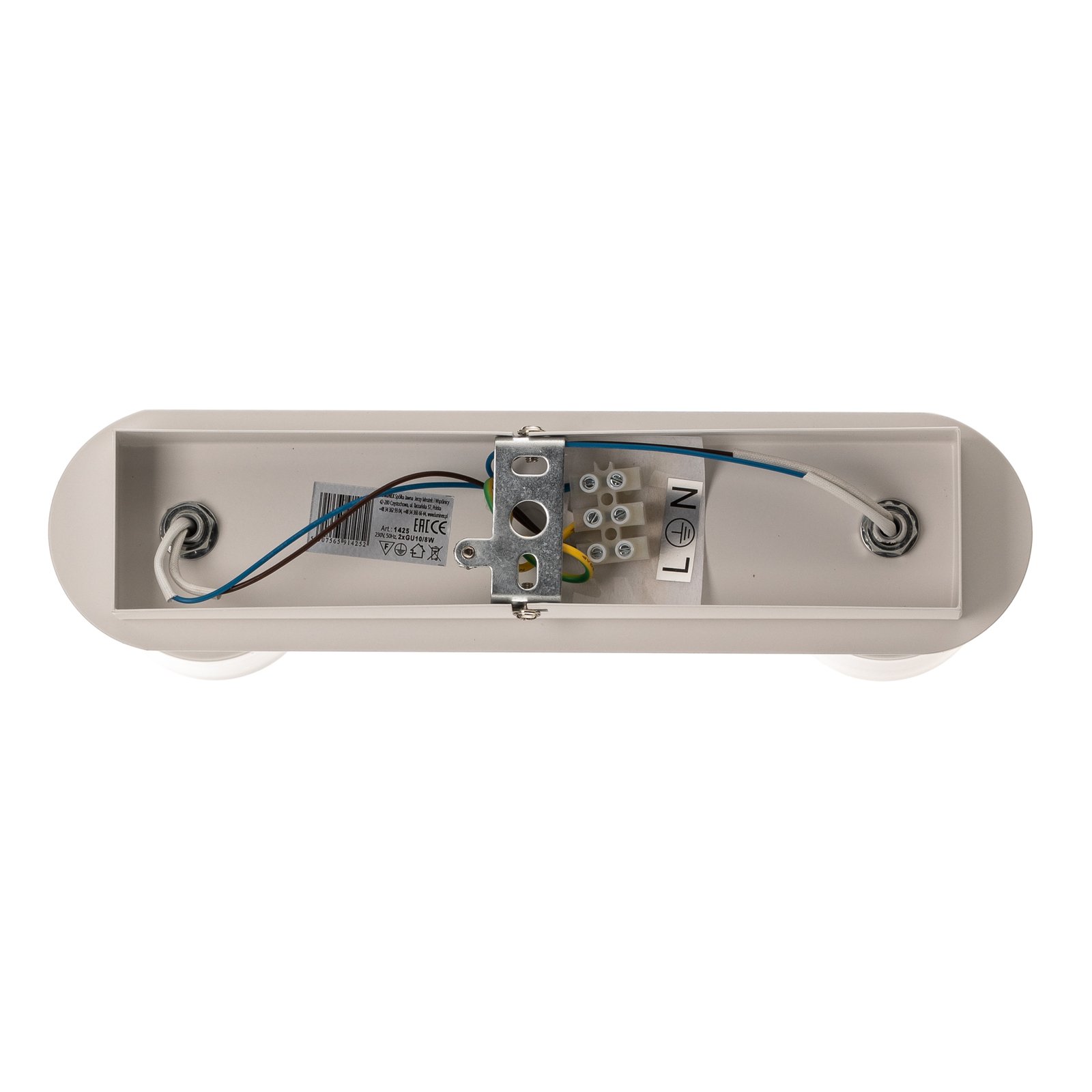 Прожектор за таван Modo от неръждаема стомана, бял, две светлини