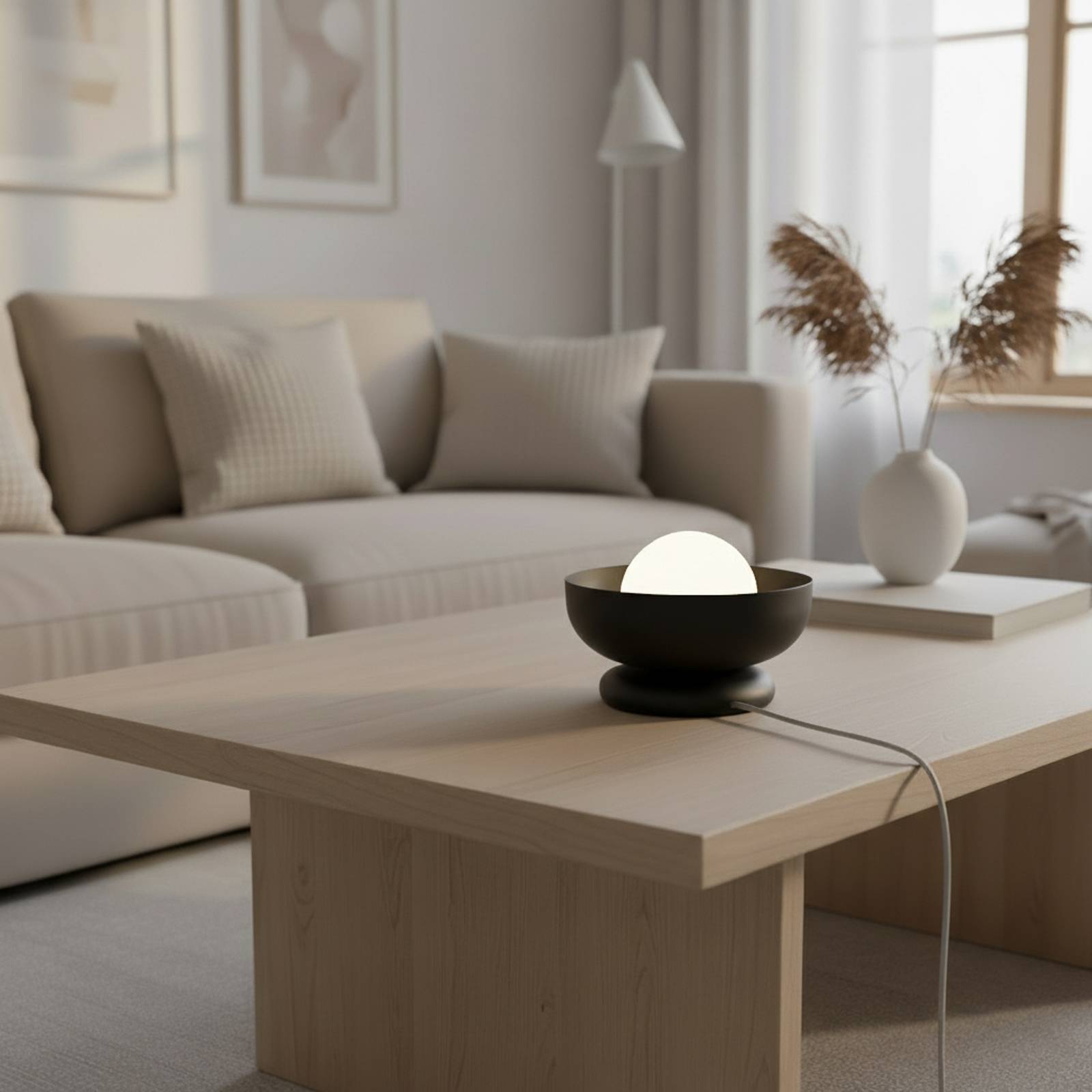 Tischleuchte Ozzy LN1, schwarz, Stahl/Glas, Höhe 13 cm, G9 günstig online kaufen