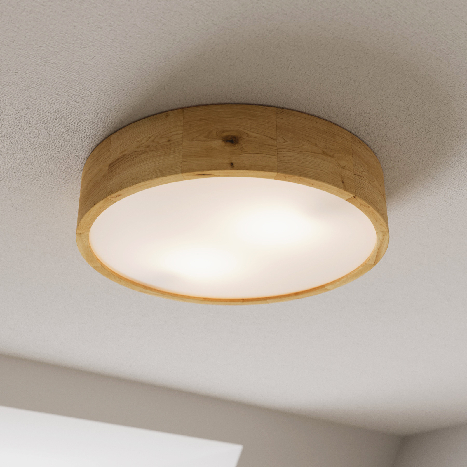 Kerio ceiling lamp, Ø 37 cm, natural oak