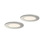 Prios LED recessed light Cadance, silver, 12 cm, set of 2, CCT