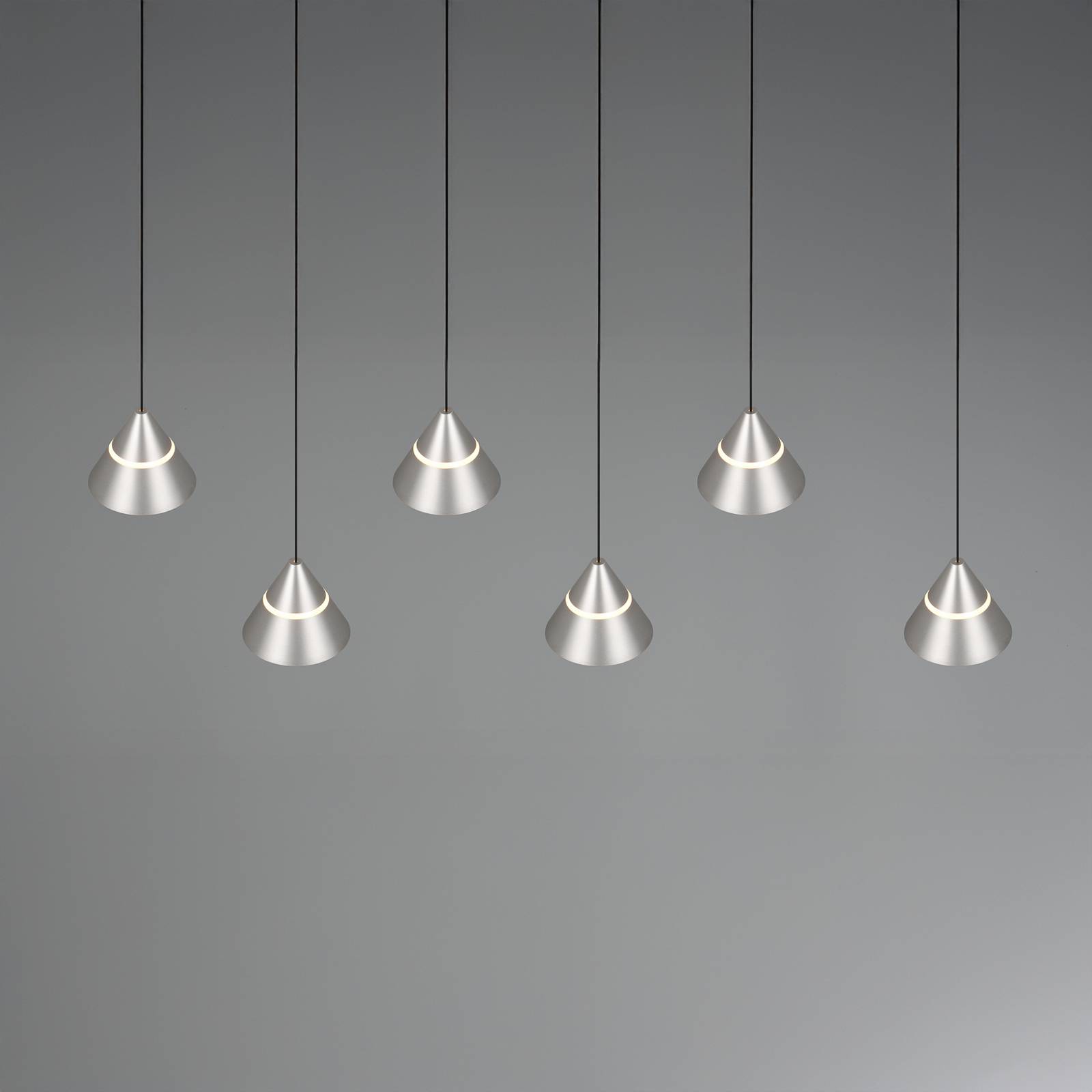 LED-Hängelampe Romeo, Länge 75 cm nickelfarben Metall 6-flg. günstig online kaufen