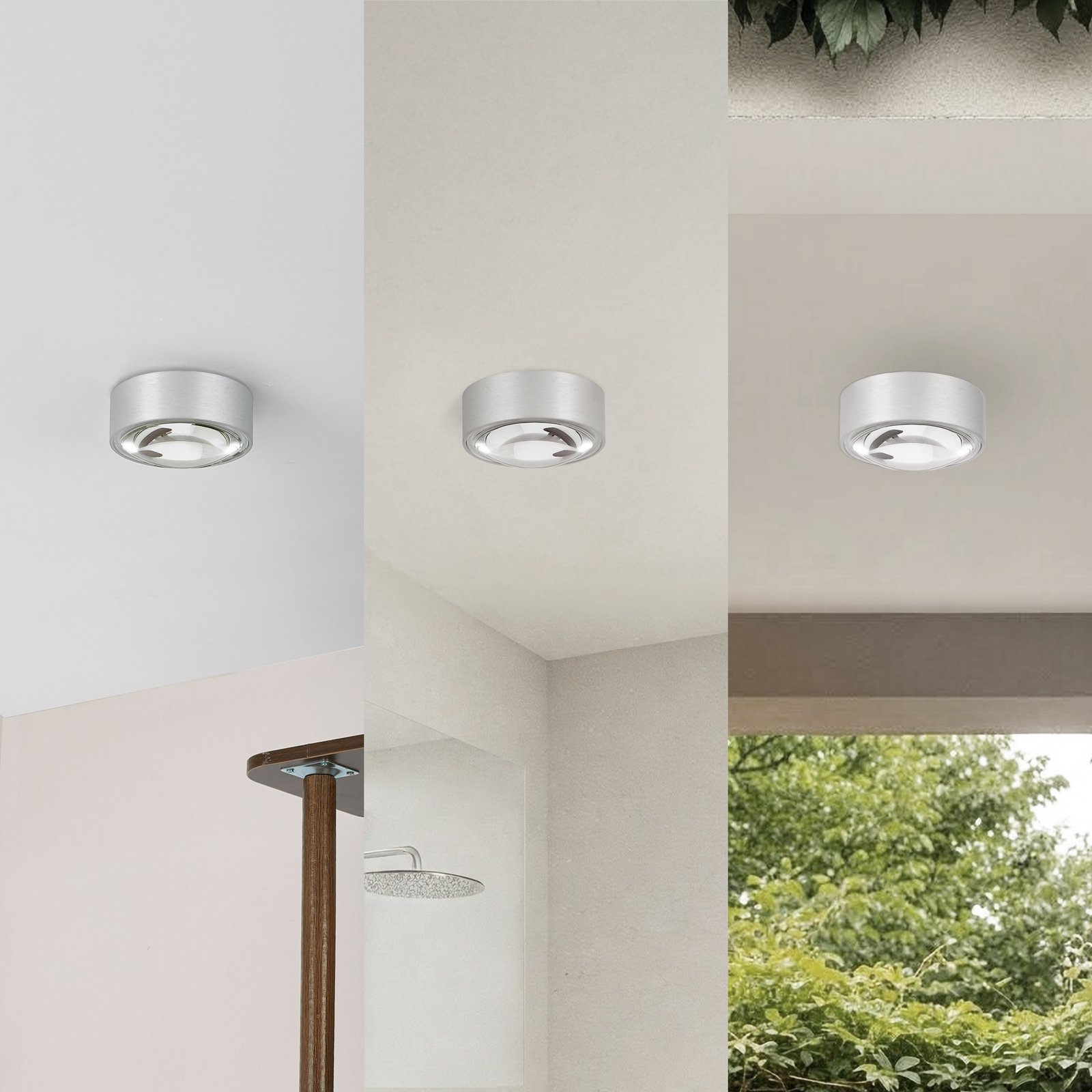 Lindby LED-Downlight Siaka, pilka, metalas, Ø 5 cm, IP65