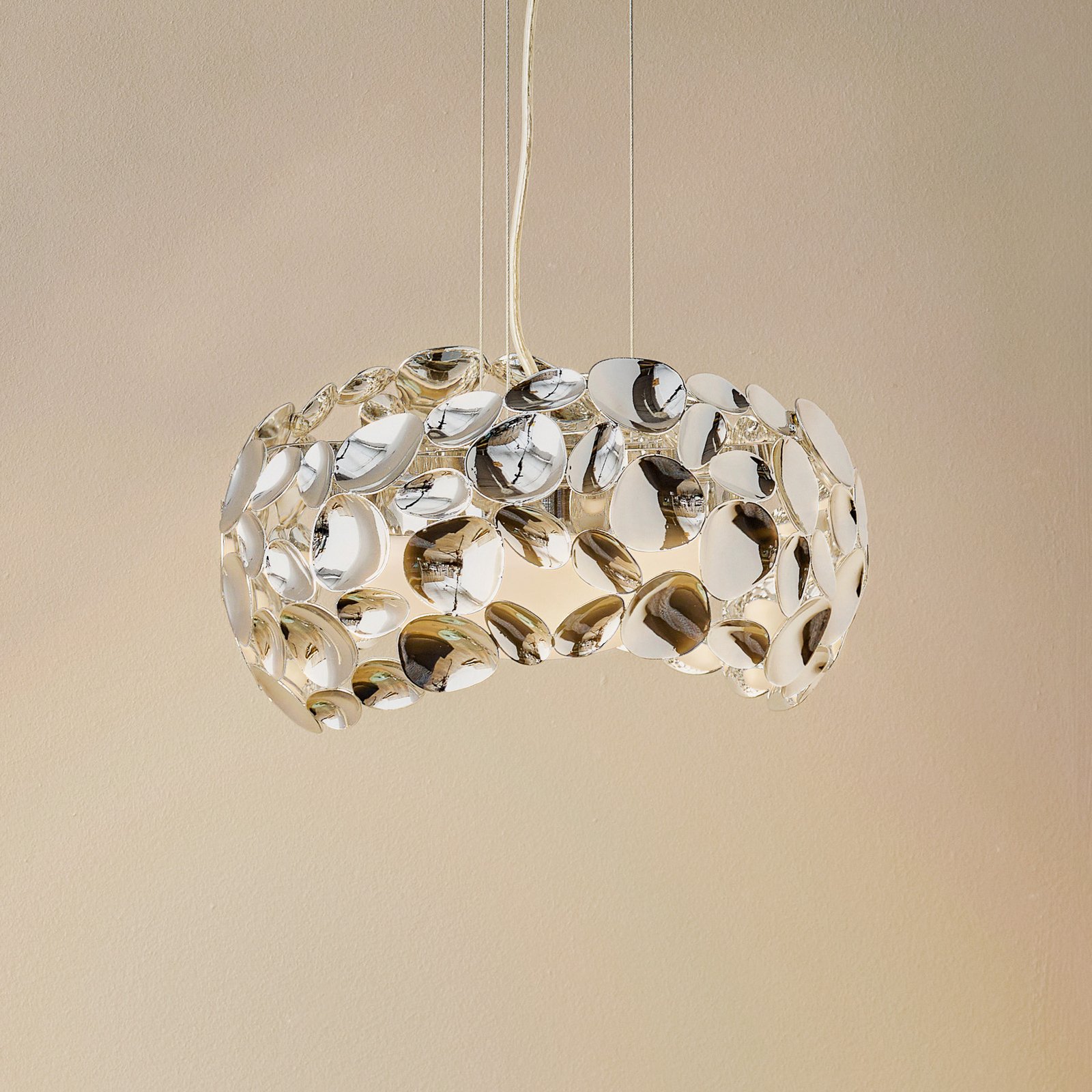 LED függő lámpa Narisa, Ø 32 cm, króm