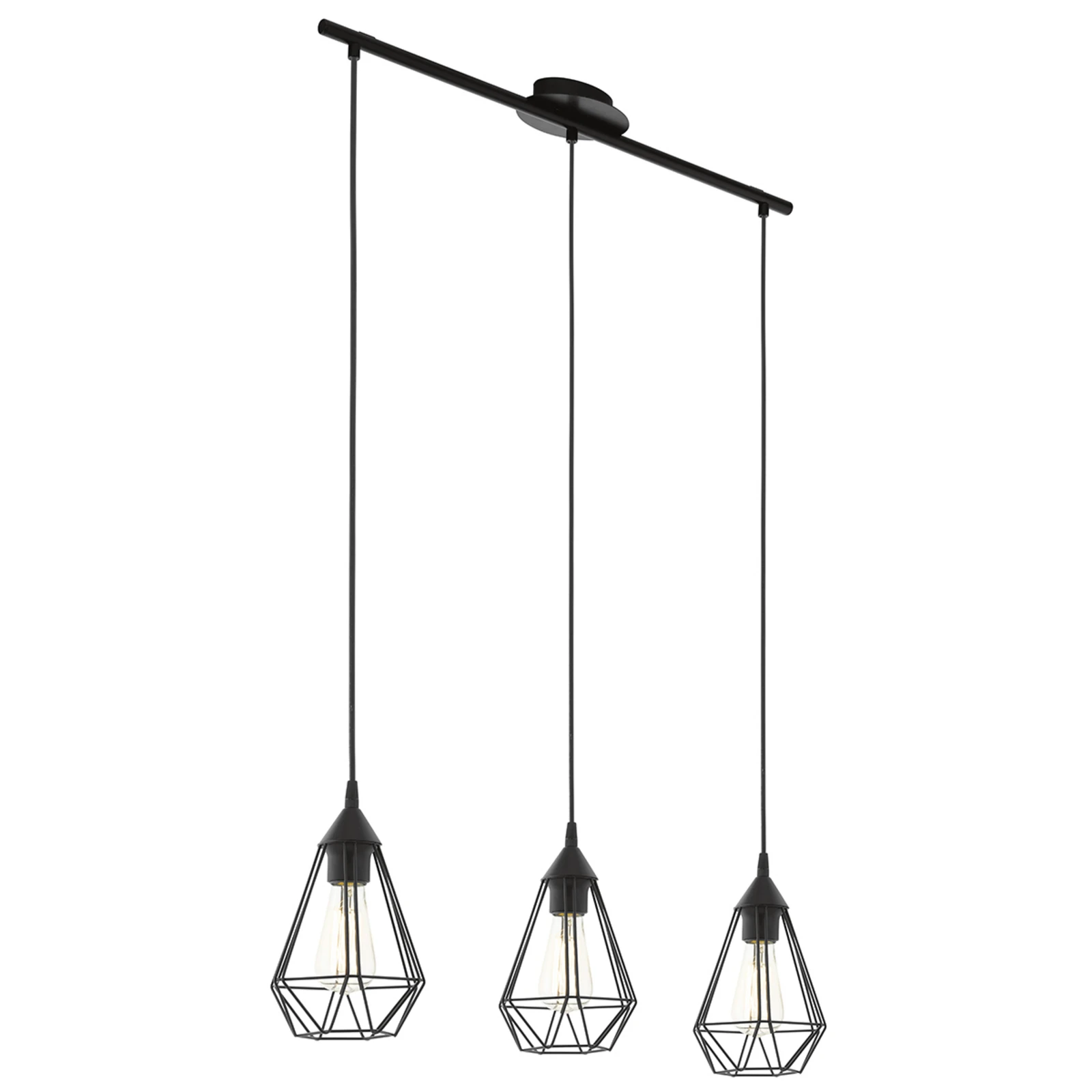 Viseća lampa Tarbes, crna, 3 žarulje, izdužena