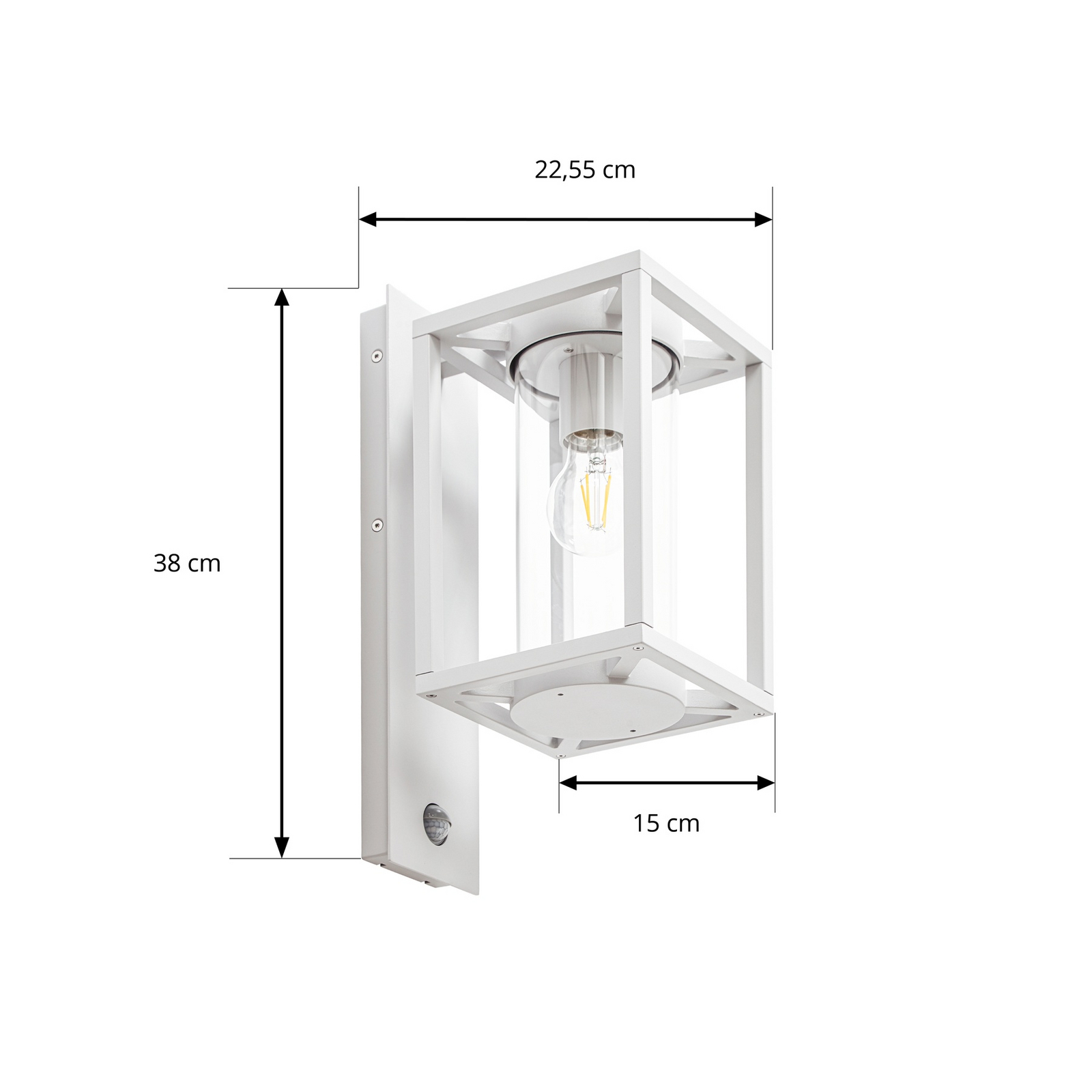 Lucande Applique da esterno Ferda, sensore, portalampada inferiore, grigio