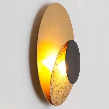 Zweiflammige LED-Wandleuchte Passa, schwarz-gold