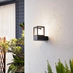 Lucande Rumina aplique LED de exterior en negro