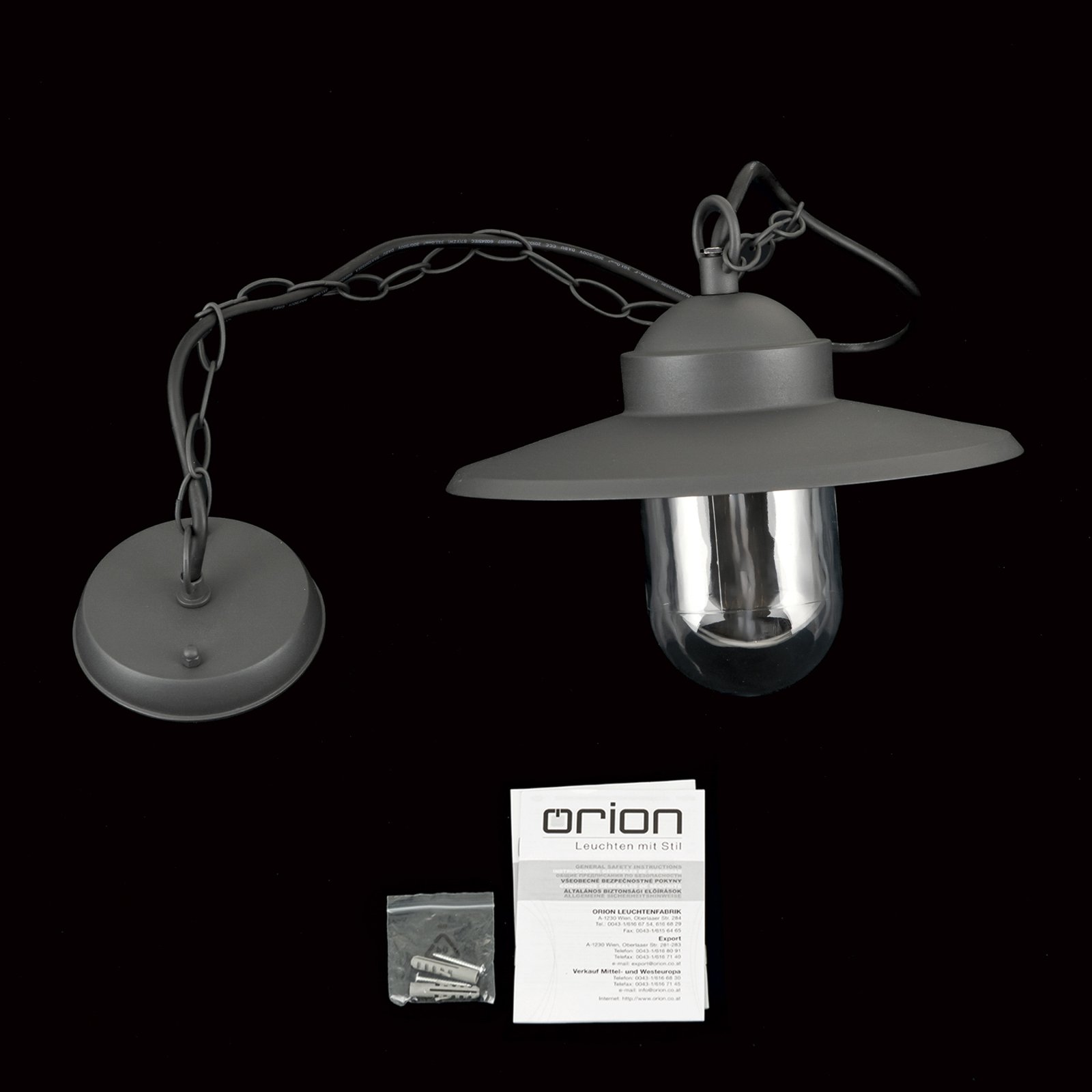 Edward outdoor hanging light, anthracite, Ø 27.5 cm, aluminium