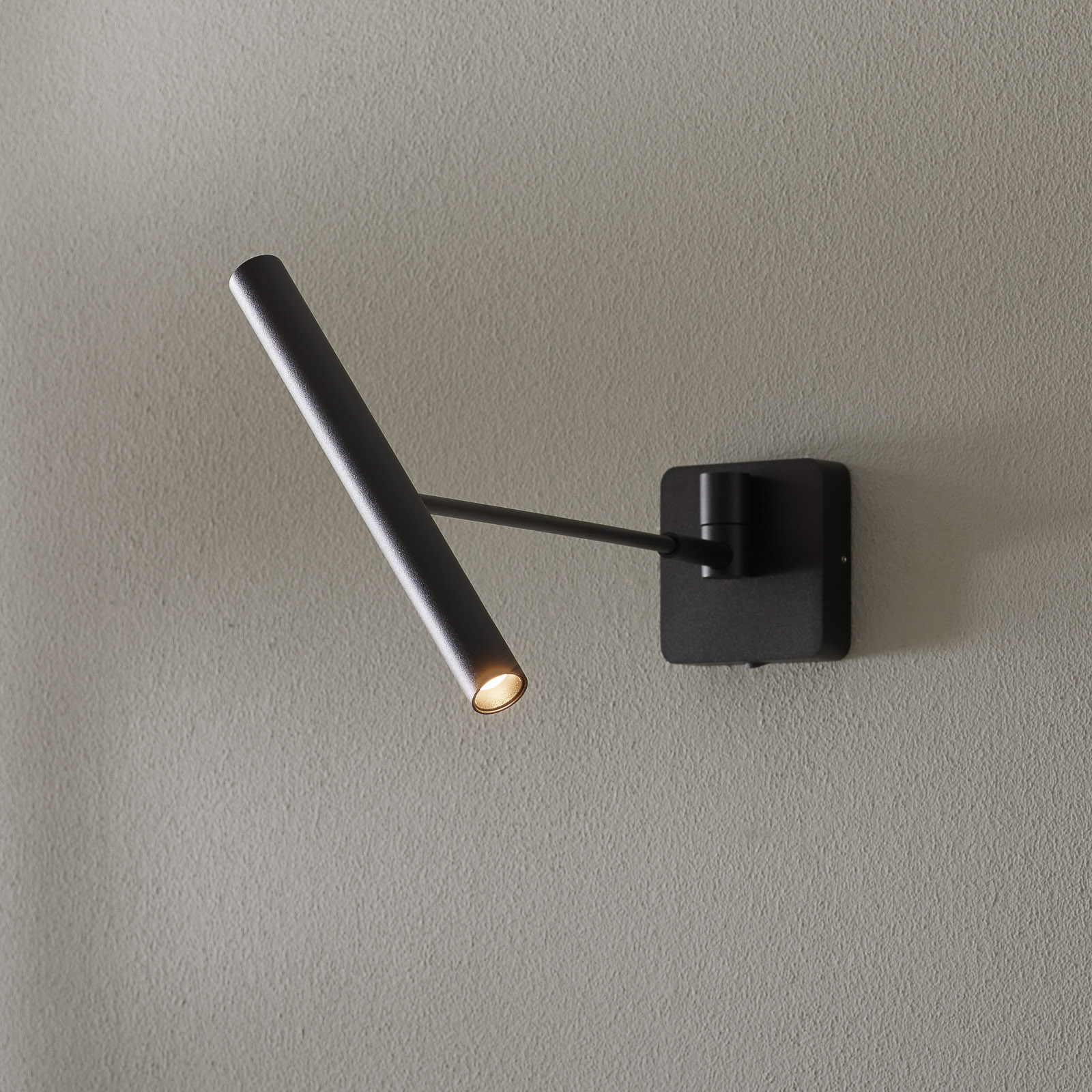 Lucide Wygo LED wall light dimmable, tiltable, black, for Bedroom, aluminium, 5 W, energy efficiency: A++, H: 25 cm
