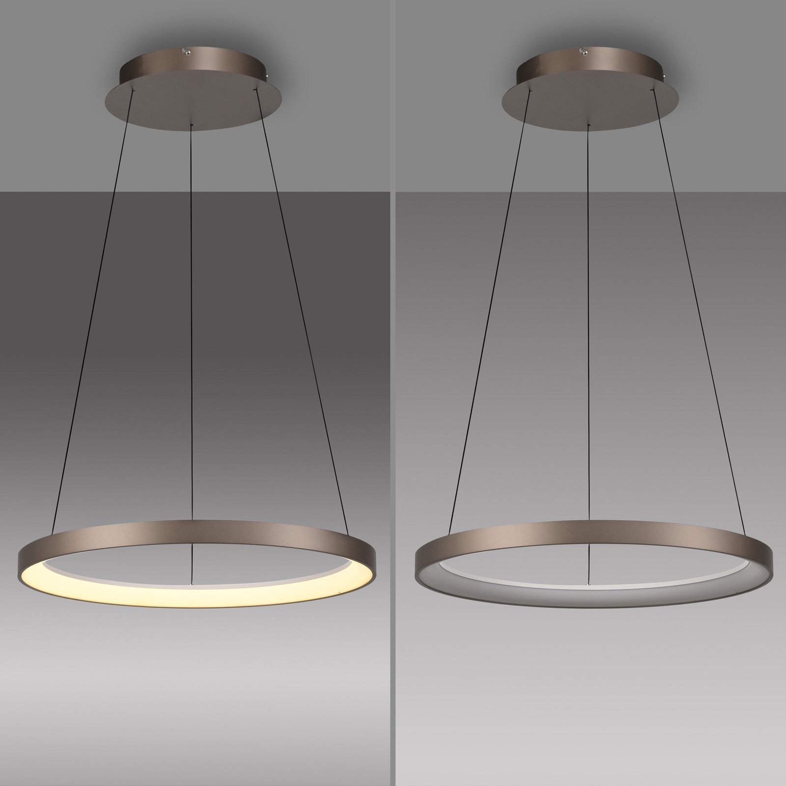 Paul Neuhaus Suspension LED Hoop, marron café, Ø 57 cm