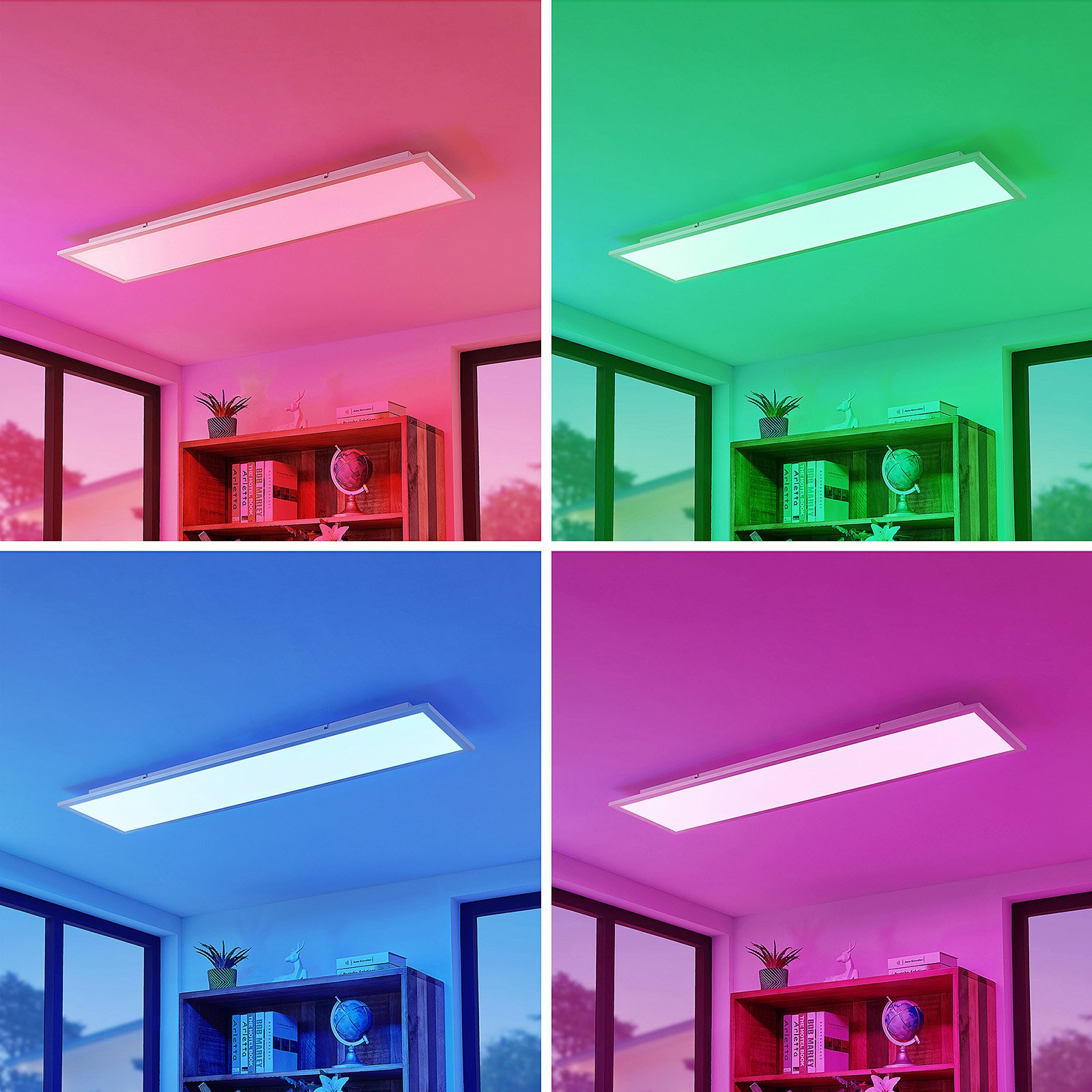 Lindby Kjetil-LED-kattopaneeli app RGB 120 x 30 cm