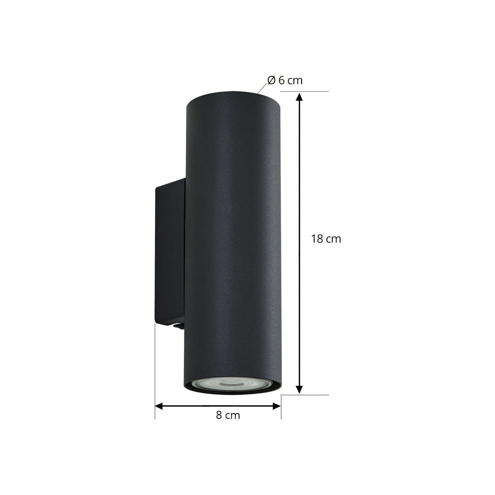 Lindby wall light Joffrey, 18 cm, black, up/down, GU10