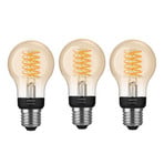3x Philips Hue White E27 7W Filament A60 550lm
