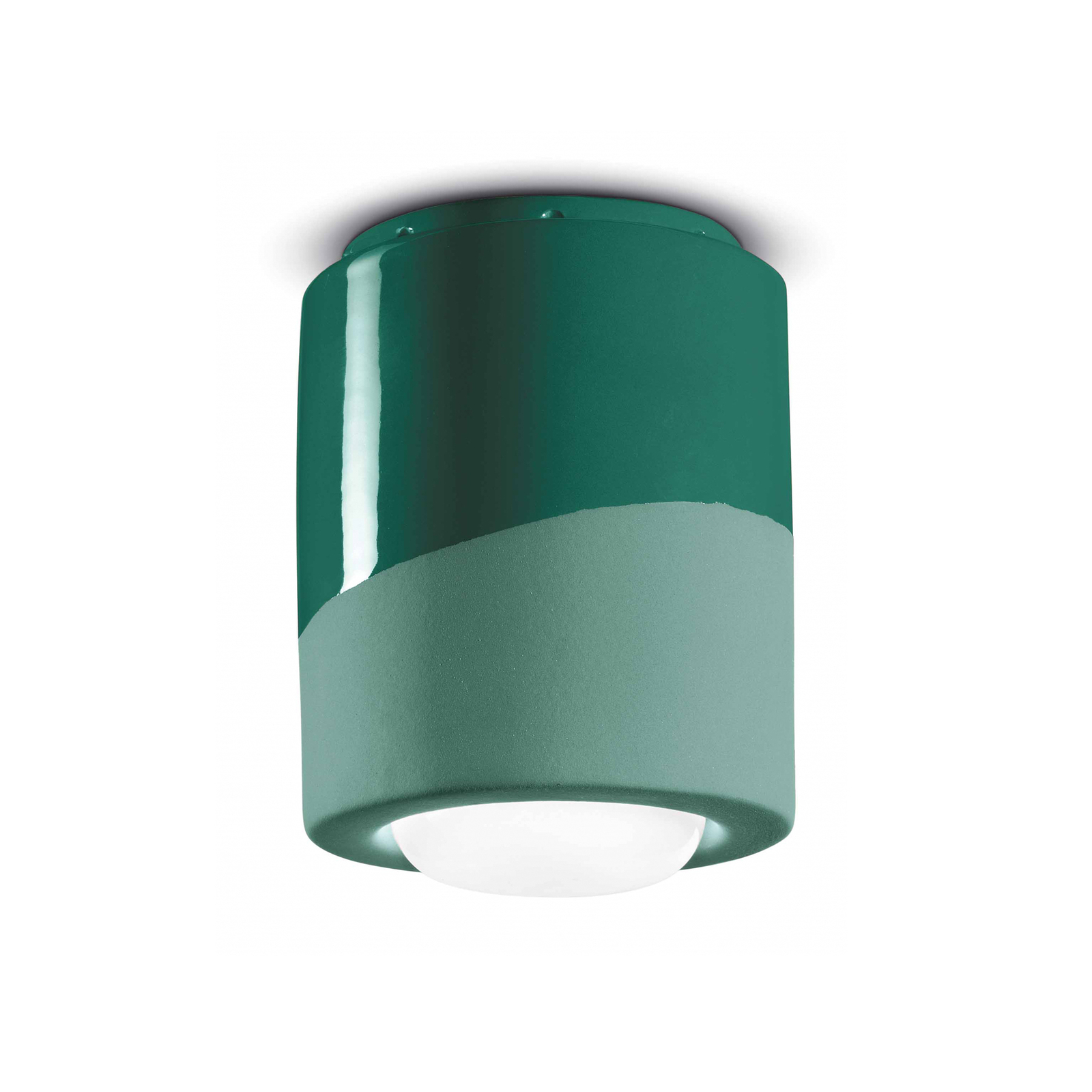 Plafondlamp PI, cilindervormig, Ø 12,5 cm groen