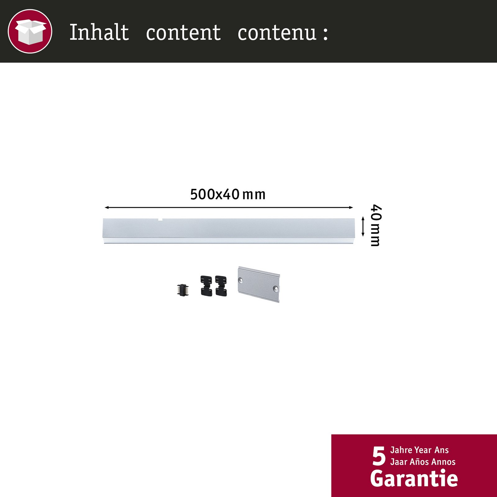 Paulmann LED-lichtlijst Linion, chroom, 50 cm, 3.000 K