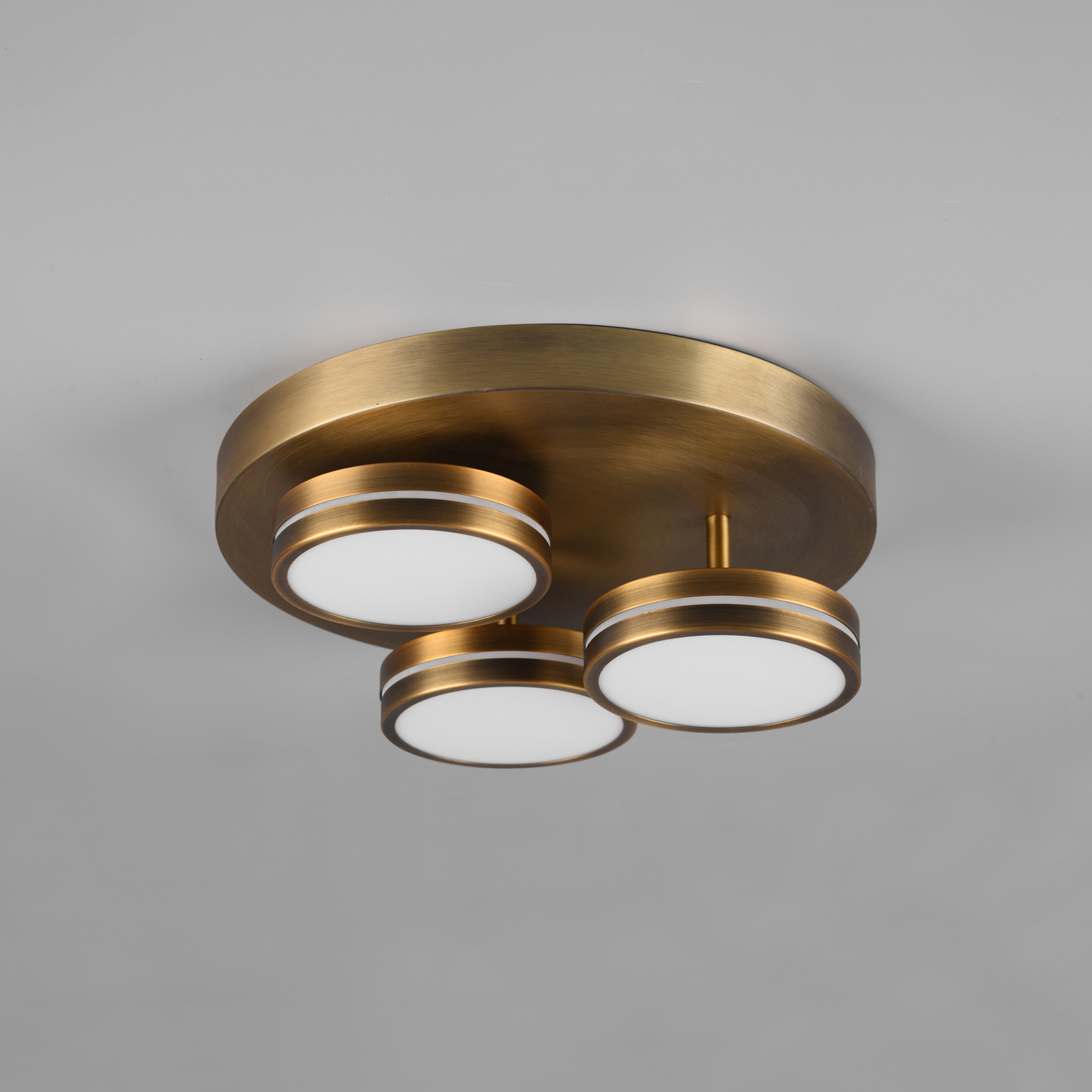 Franklin LED ceiling lamp, 3-bulb antique brass