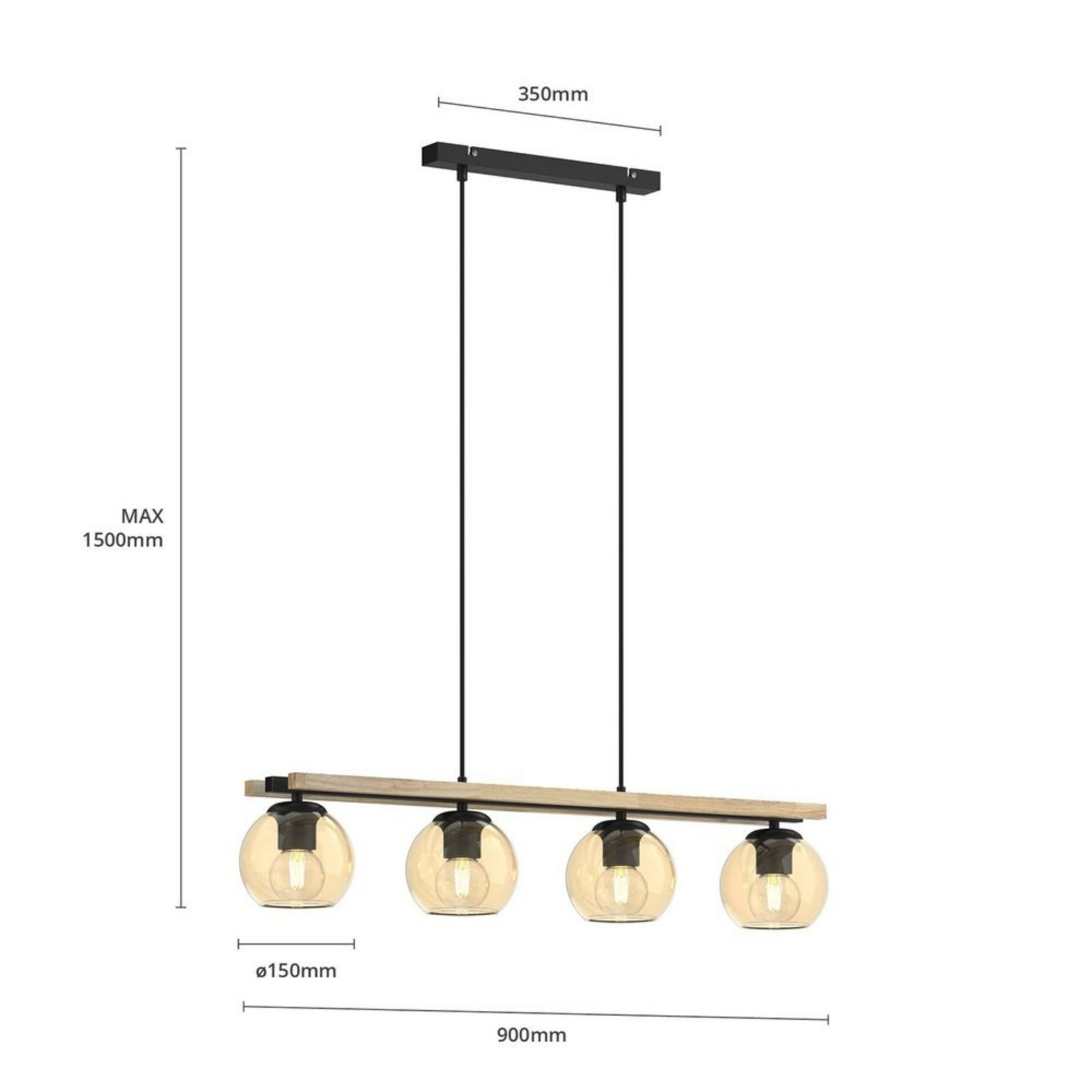 Enrique Lustră Pendul Amber/Black/Oak - Lindby