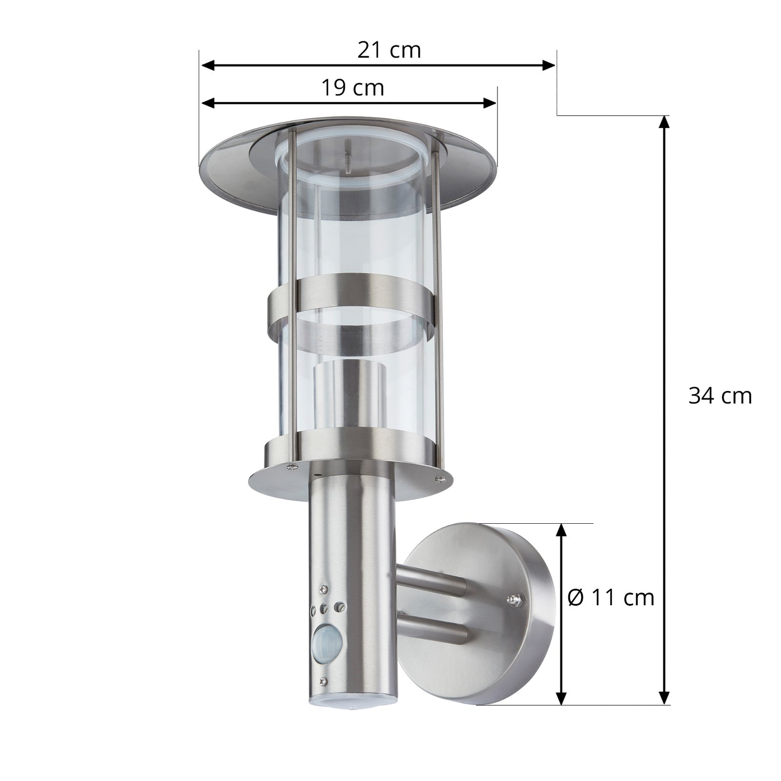 Noemi Candeeiro de Parede Exterior w/Sensor Stainless Steel - Lindby