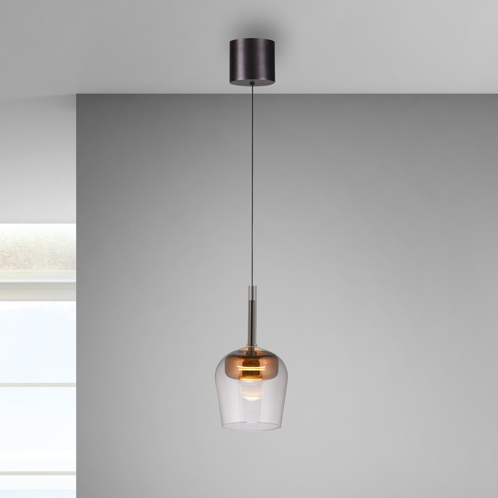 Paul Neuhaus Smart LED lampa wisząca Q-Kon kolor miedziany Ø 21 cm