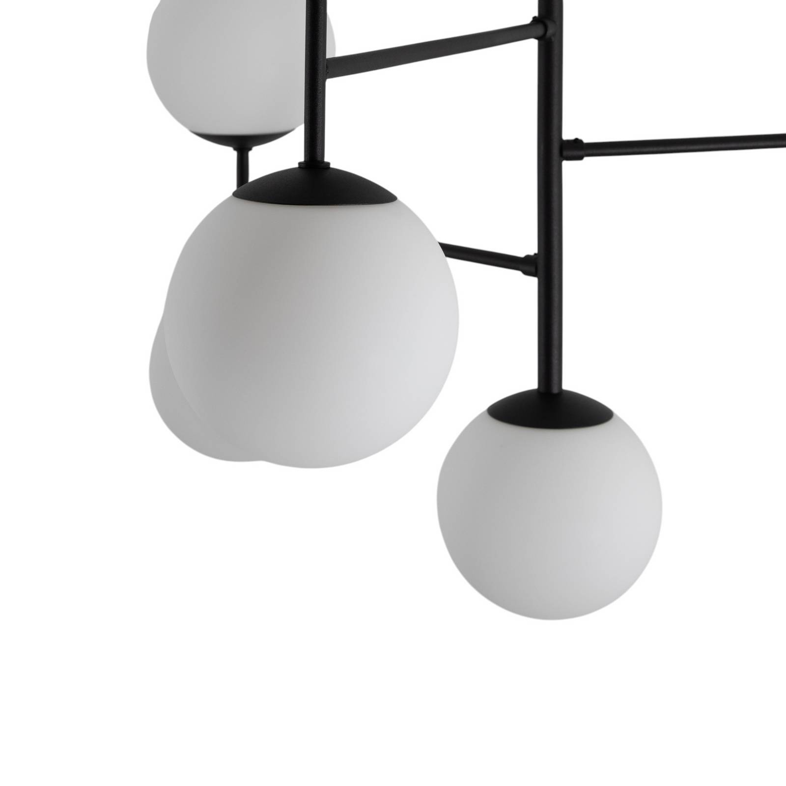 Deckenlampe Korek, schwarz/weiß, Glas, 75 cm, 7-flg., E14 günstig online kaufen