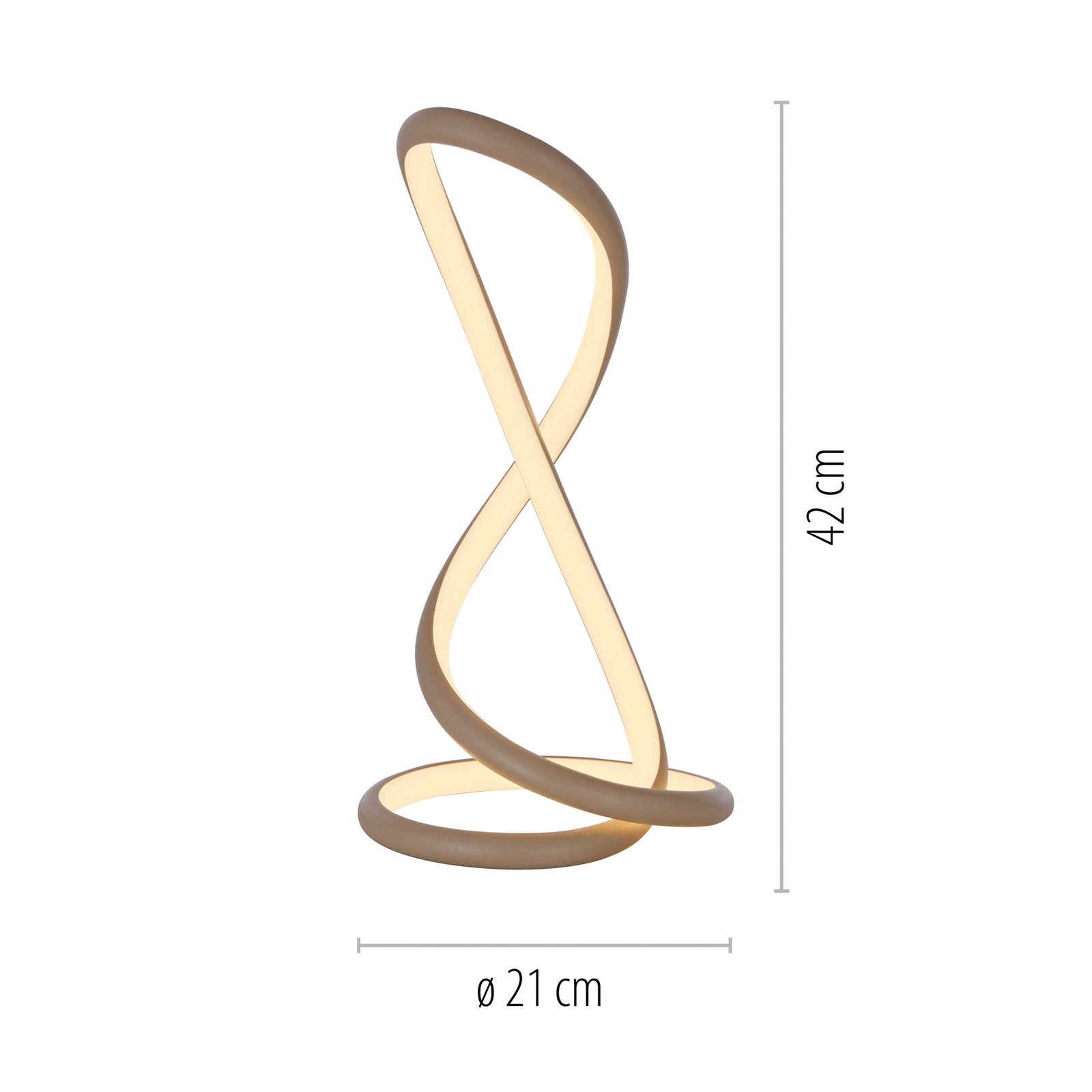 Candeeiro de mesa LED Twist de Paul Neuhaus, cor areia, altura 42 cm