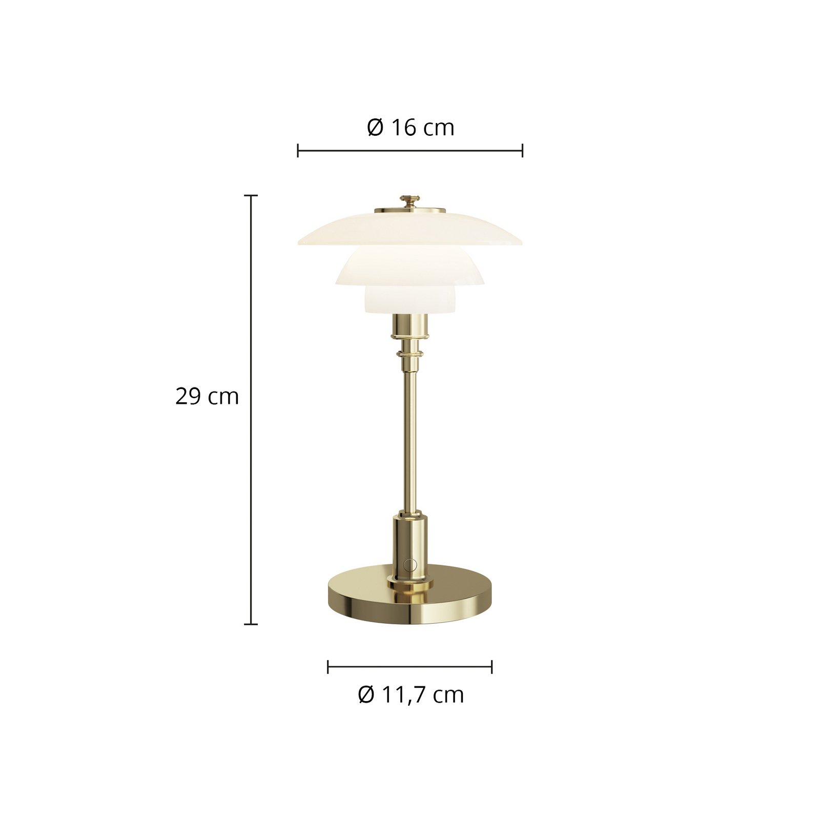 PH 1-1 bærbar bordlampe, messing, IP44 - Louis Poulsen