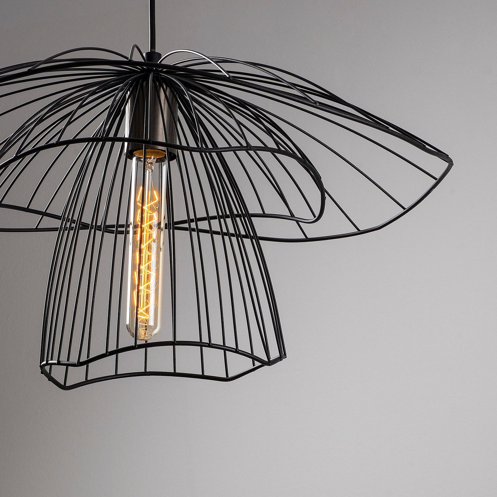 Pendant light Tel 6504, black, iron, Ø 50 cm